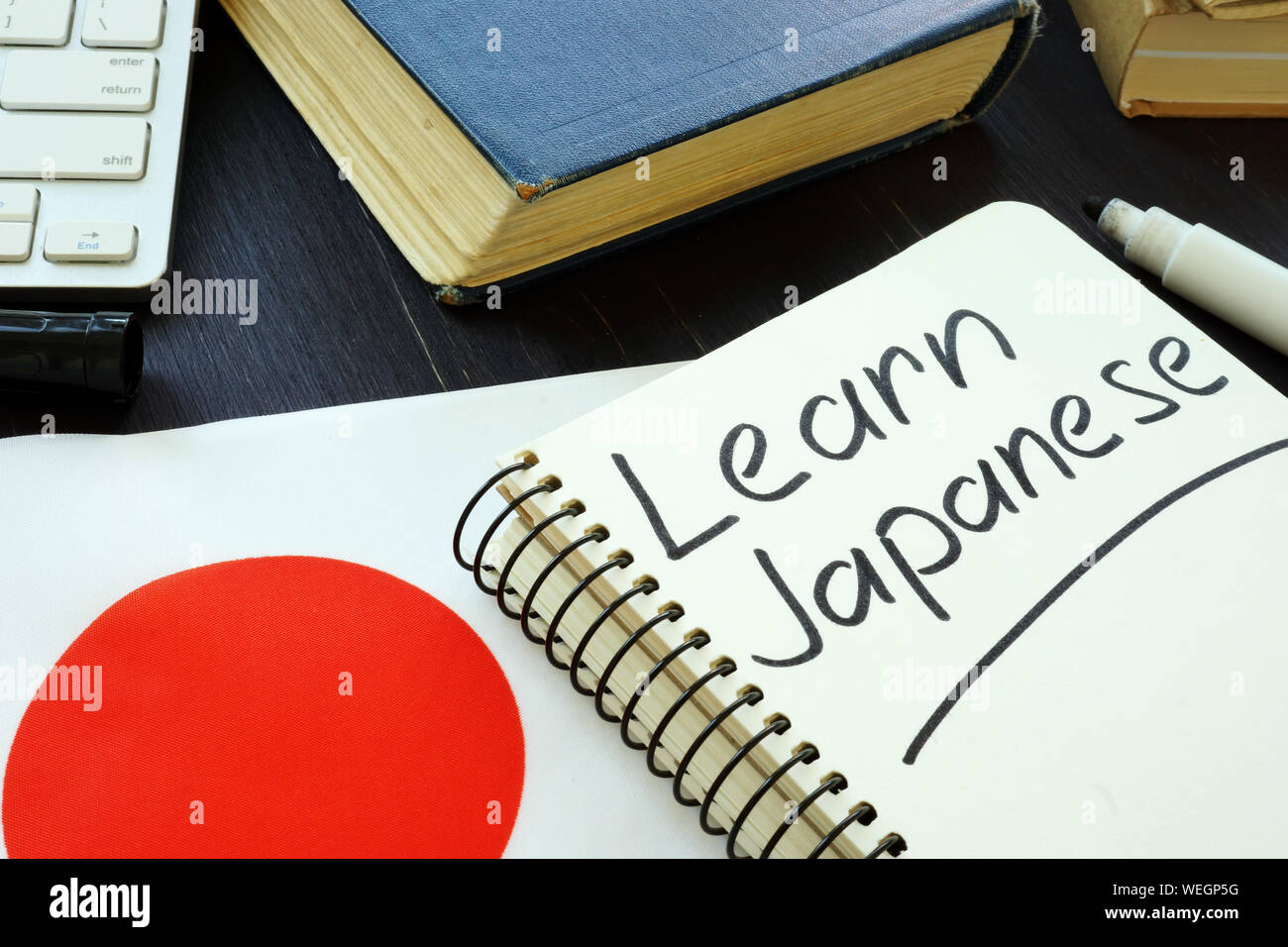 Learn Japanese handwritten in the notebook Stock Photo Alamy