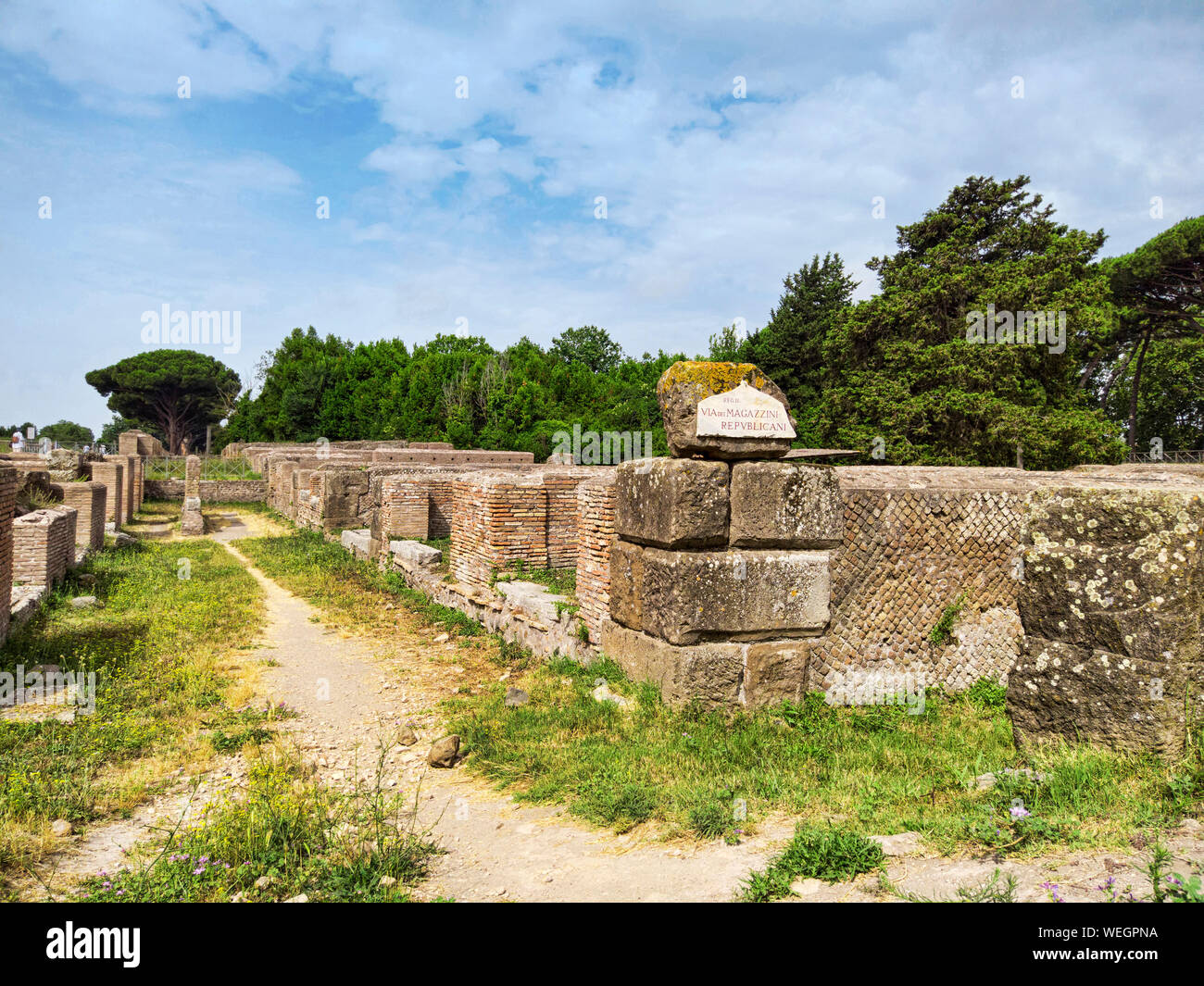 Archaeological Roman Empire Street View In Ostia Antica With The archaeological-roman-empire-street-view-in-ostia-antica-with-the