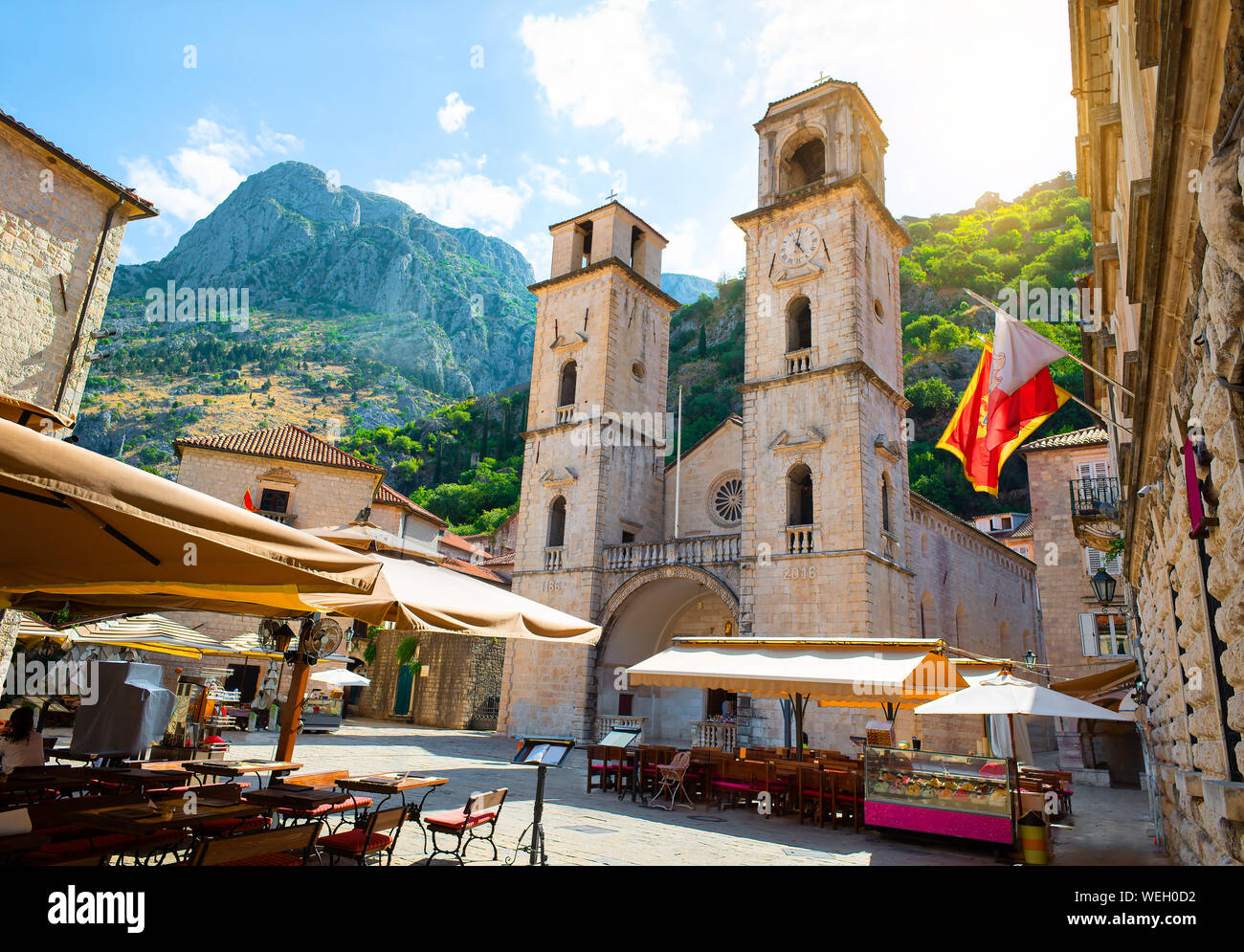 Church of Saint Tryphon in the old town of Kotor.Montenegro Stock Photo