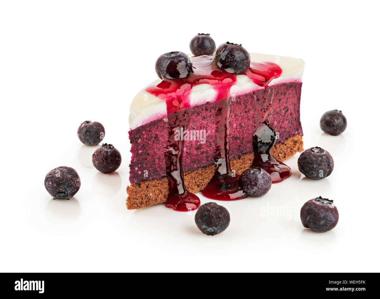 Cheesecake with blueberries and jam isolated on white background Stock Photo Alamy