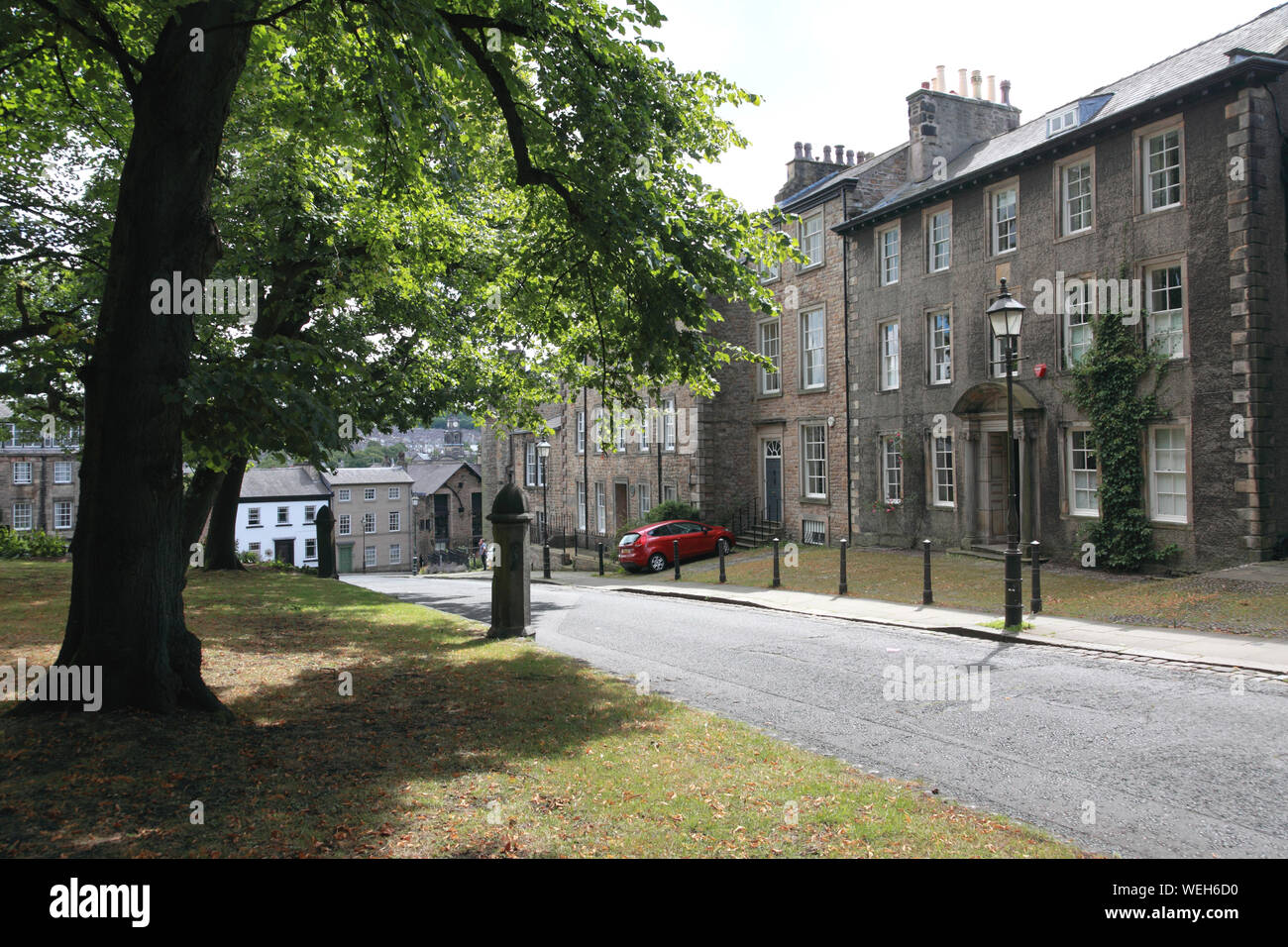 Castle park in Lancaster, a historic area next to the Castle overlooking the city. Stock Photo