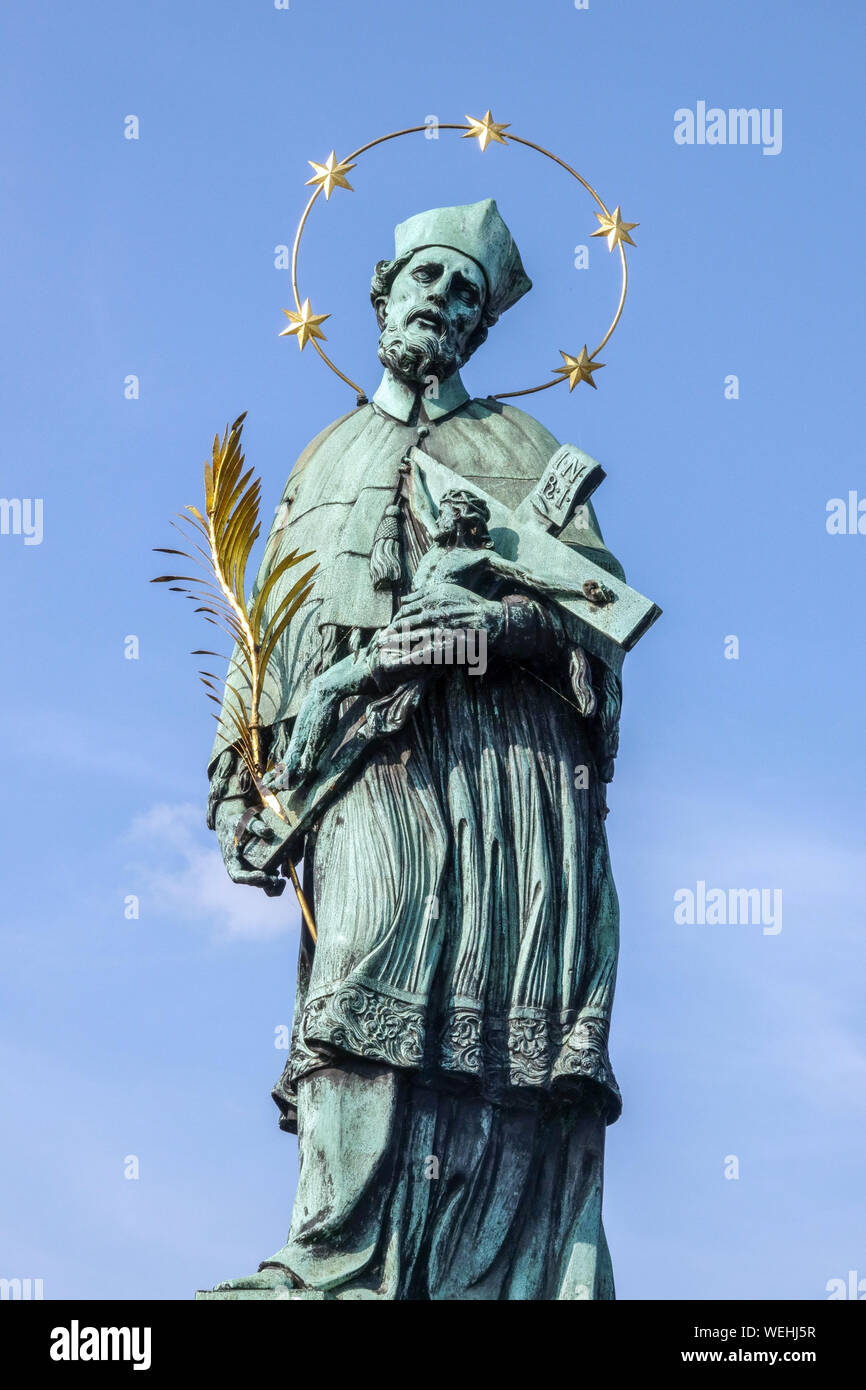 Czech Saints, Saint Nepomuk, statue on Charles Bridge Prague Czech Republic  Europe Stock Photo - Alamy