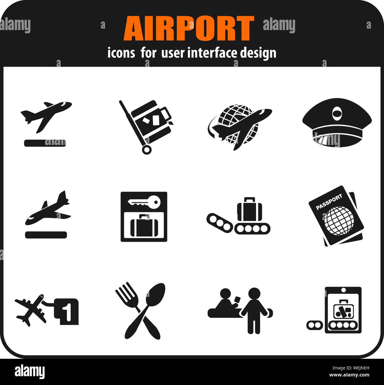 Airport and air carrier services icon set Stock Vector