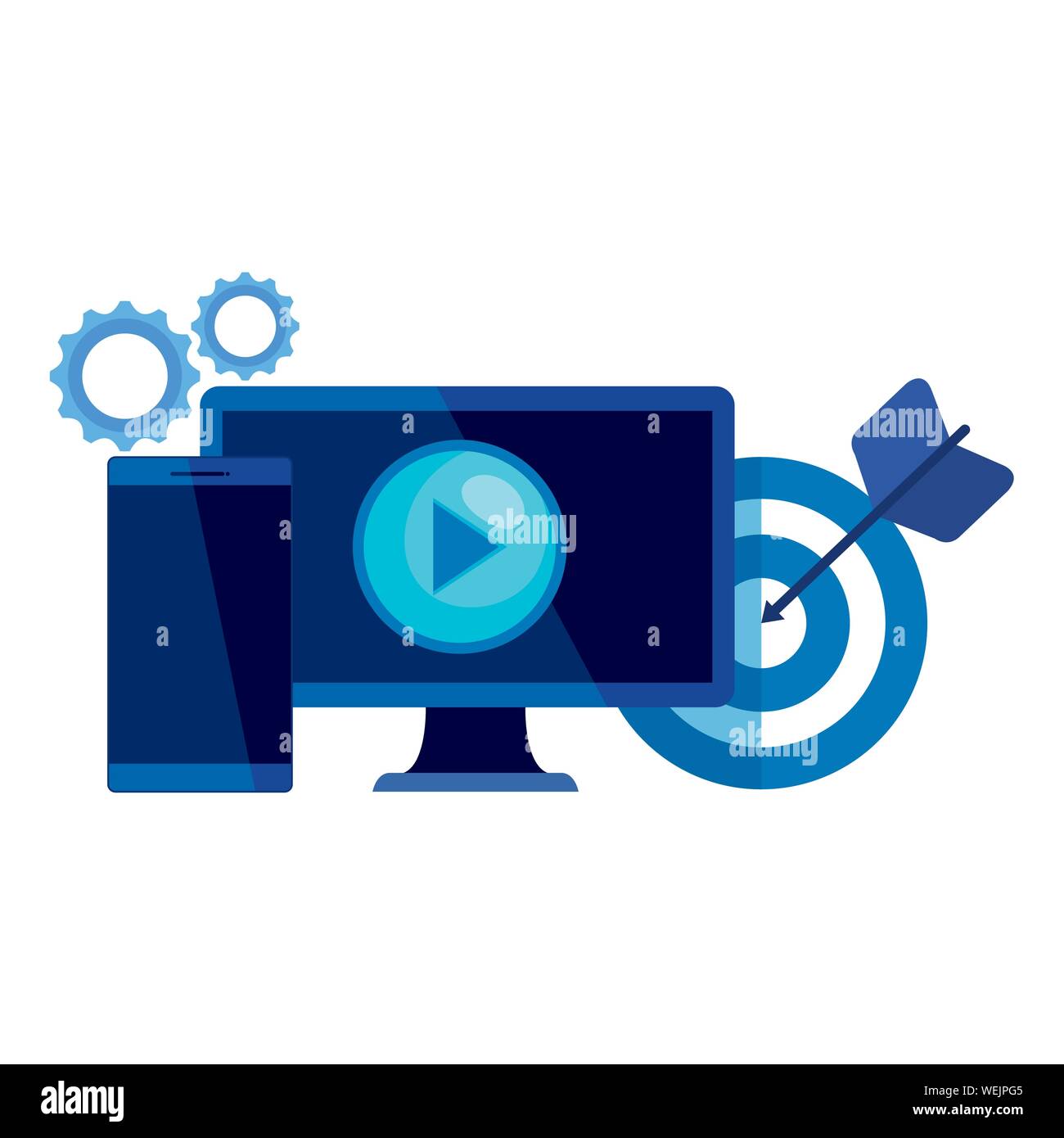 desktop computer with target and smartphone Stock Vector Image & Art