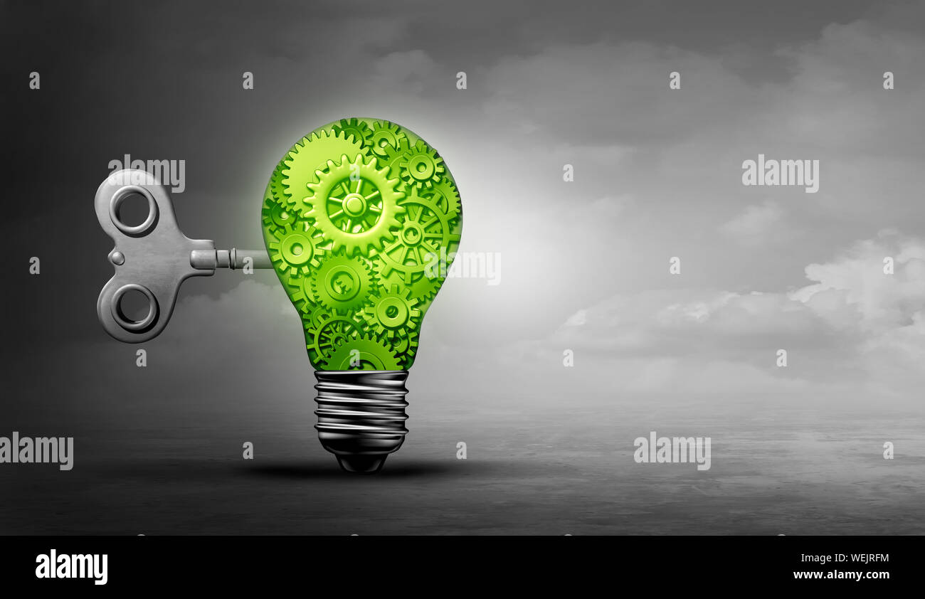 Green solution energy efficiency concept and power savings idea for alternative fuel as a 3D illustration. Stock Photo