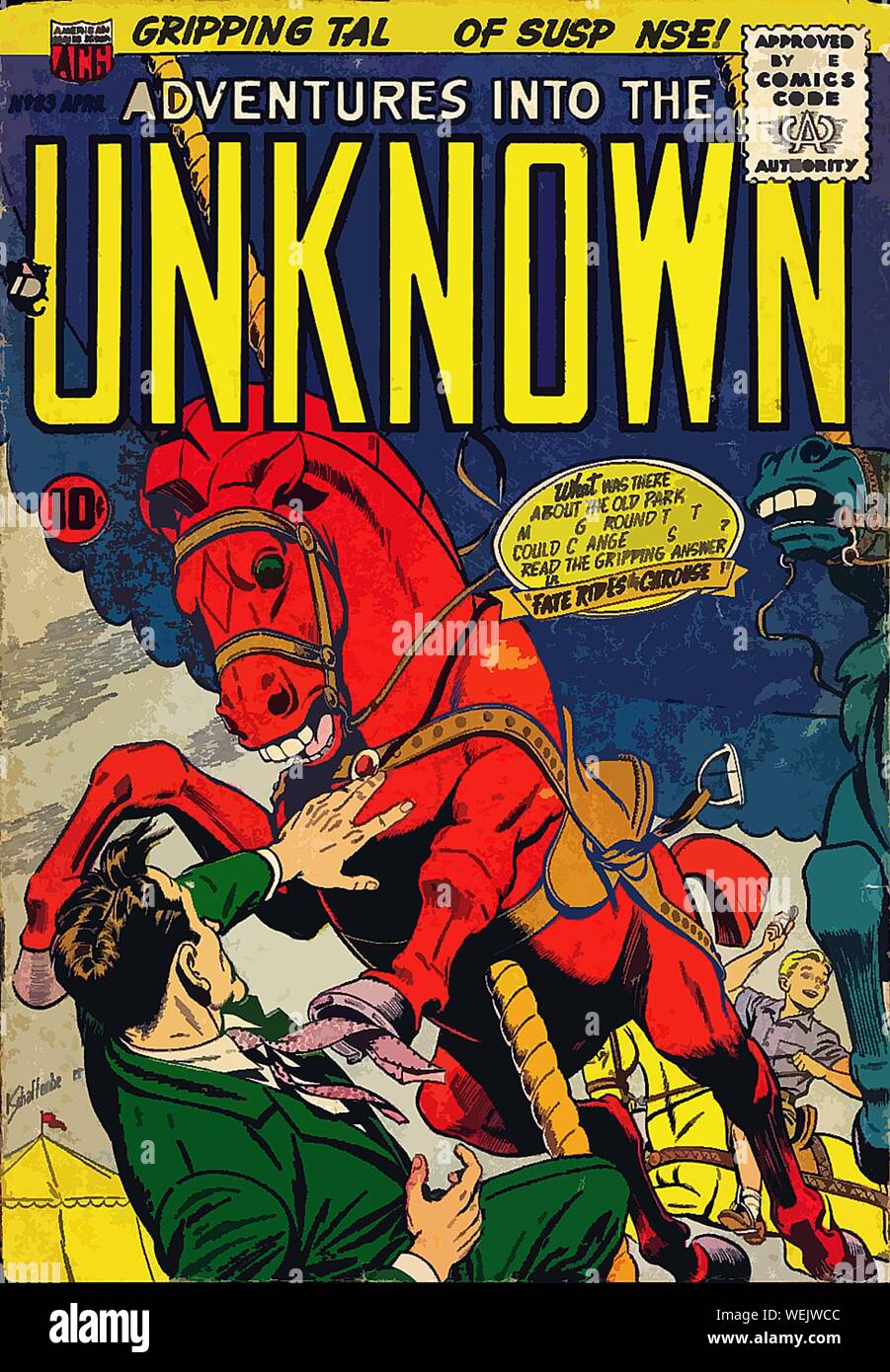 Vintage comic book cover artwork Stock Photo