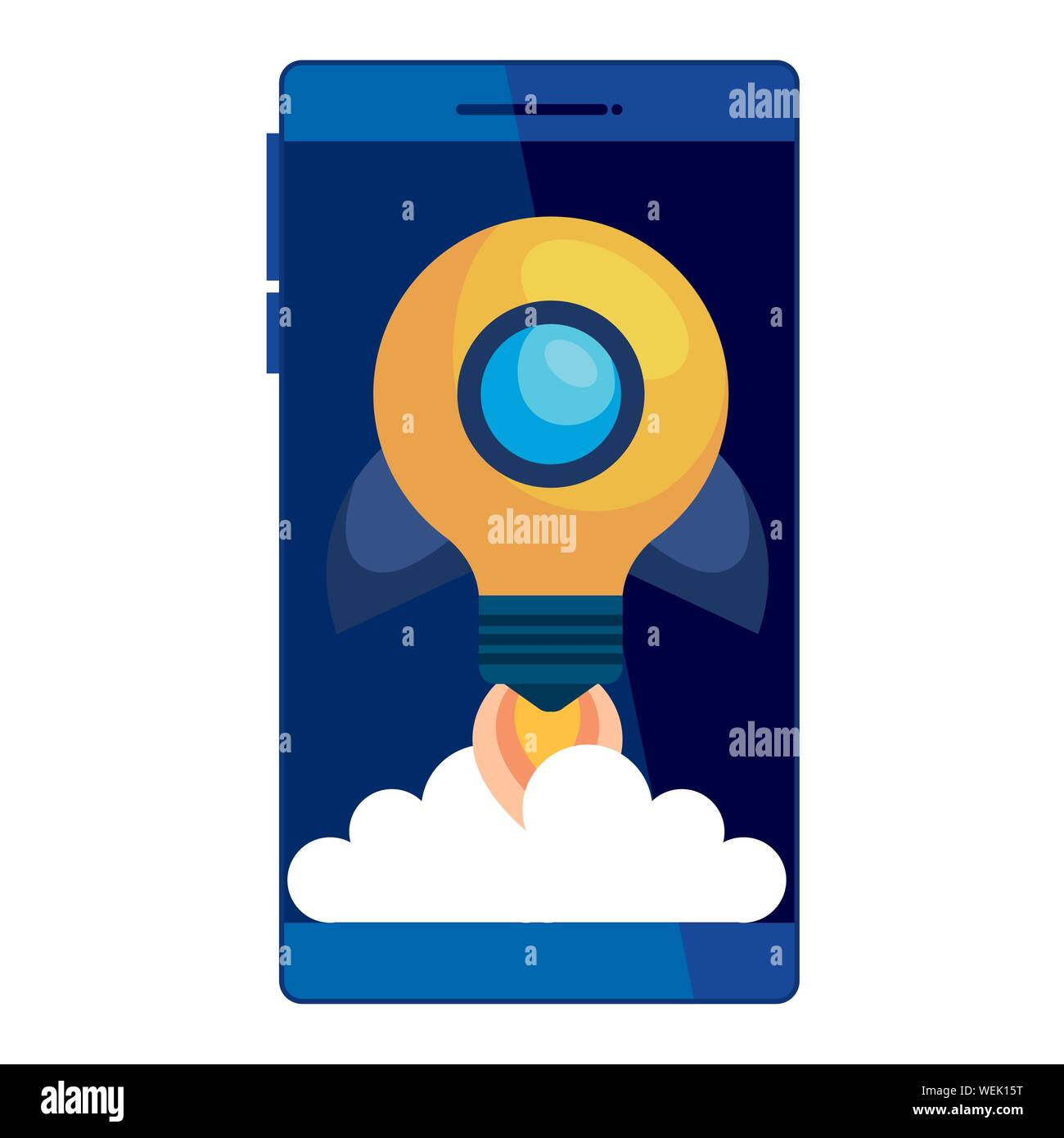 smartphone with rocket bulb launcher Stock Vector Image & Art - Alamy