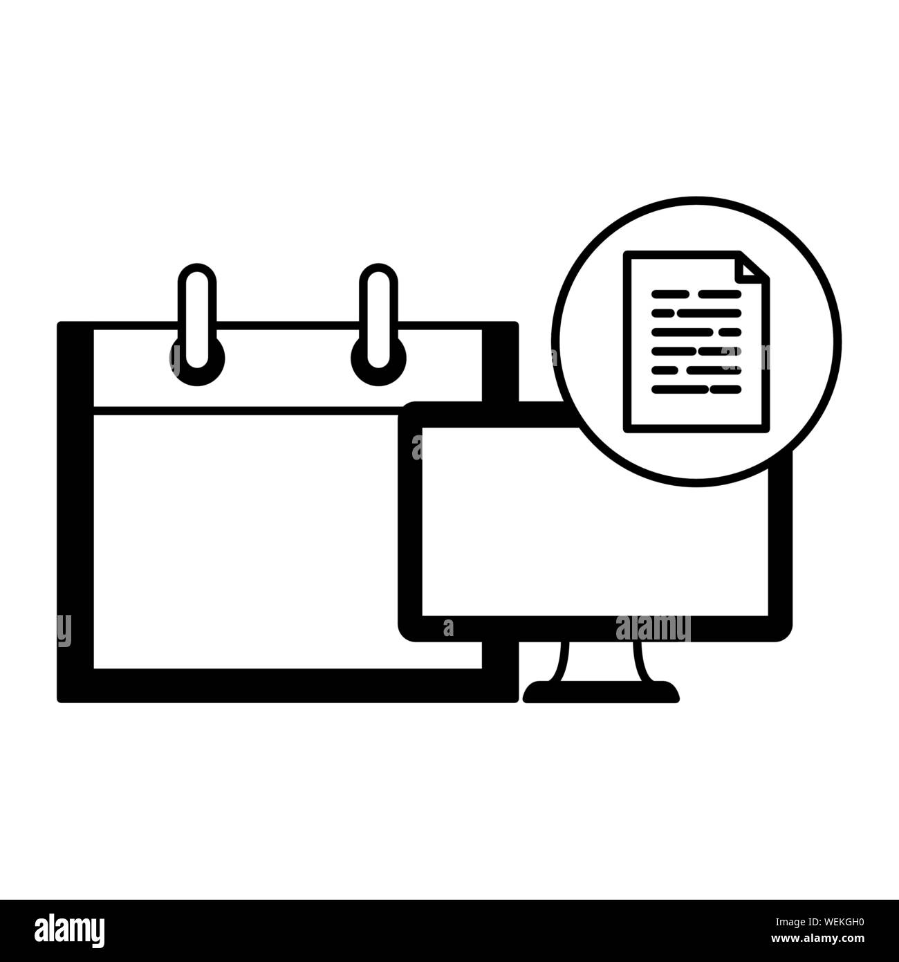 desktop computer device with document file Stock Vector Image & Art - Alamy