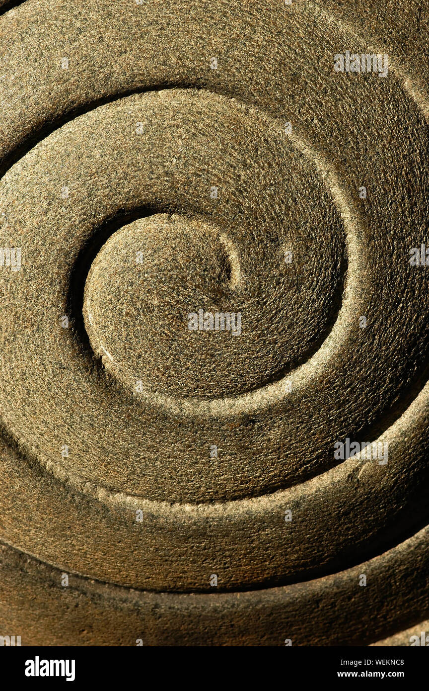 Full Frame Of Spiral Pattern On Stone Stock Photo