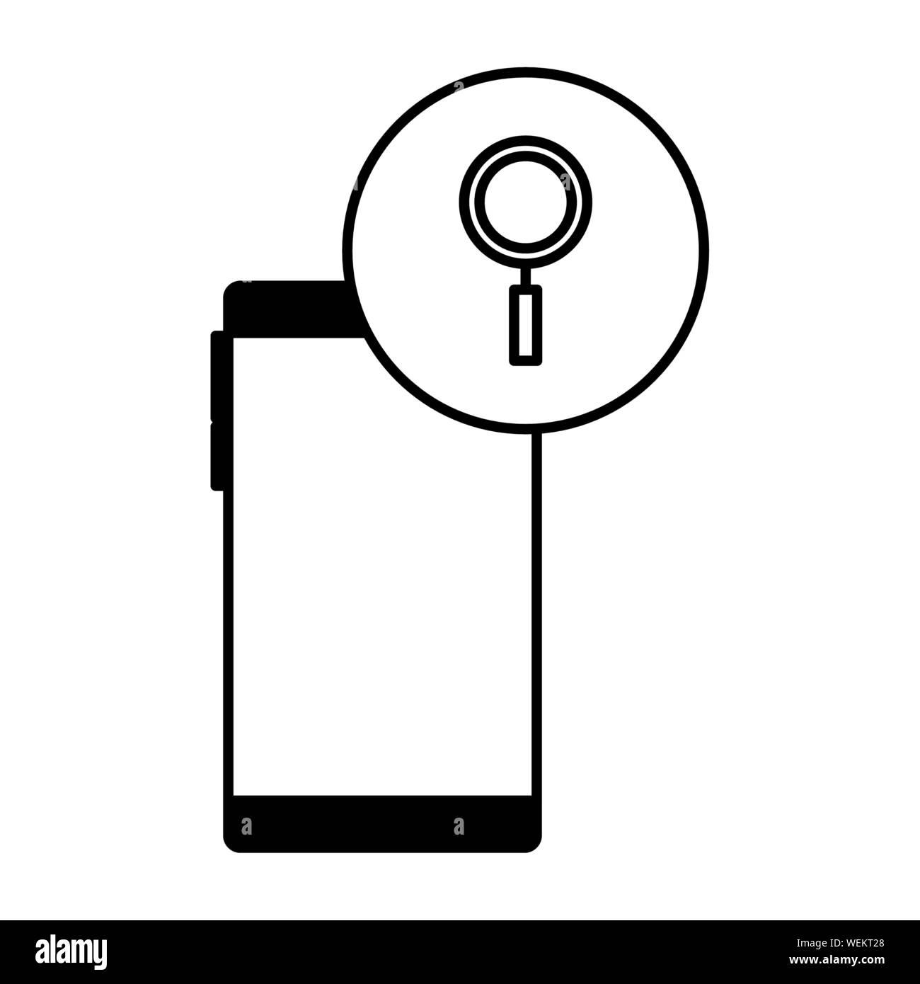 smartphone device with magnifying glass Stock Vector Image & Art - Alamy