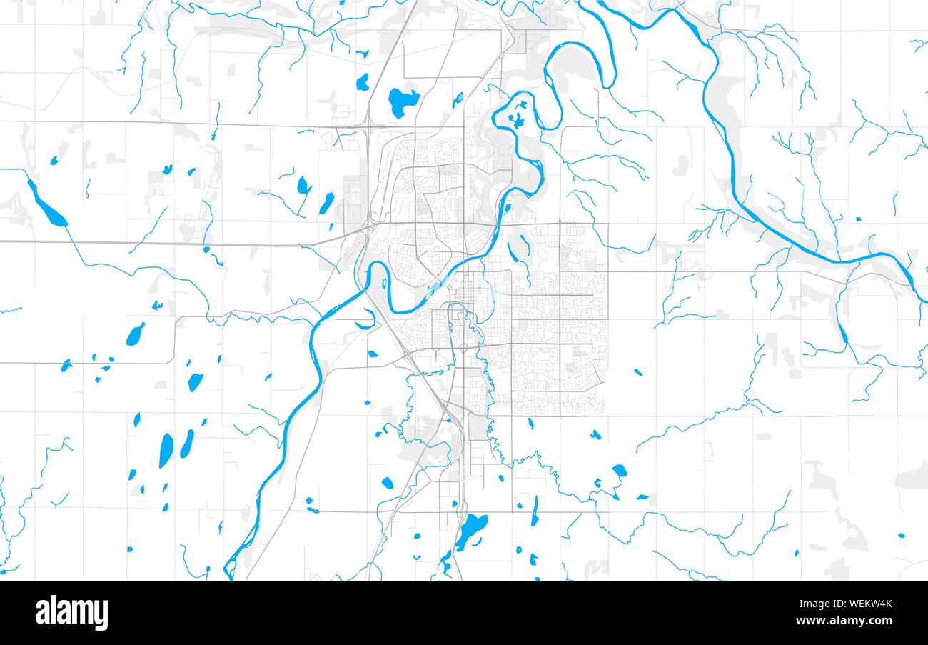 Rich detailed vector area map of Red Deer, Alberta, Canada. Map template for home decor. Stock Vector