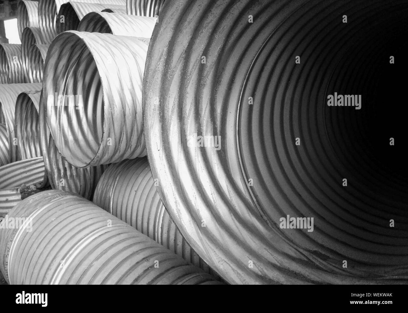 Stack of pipes Black and White Stock Photos & Images - Alamy