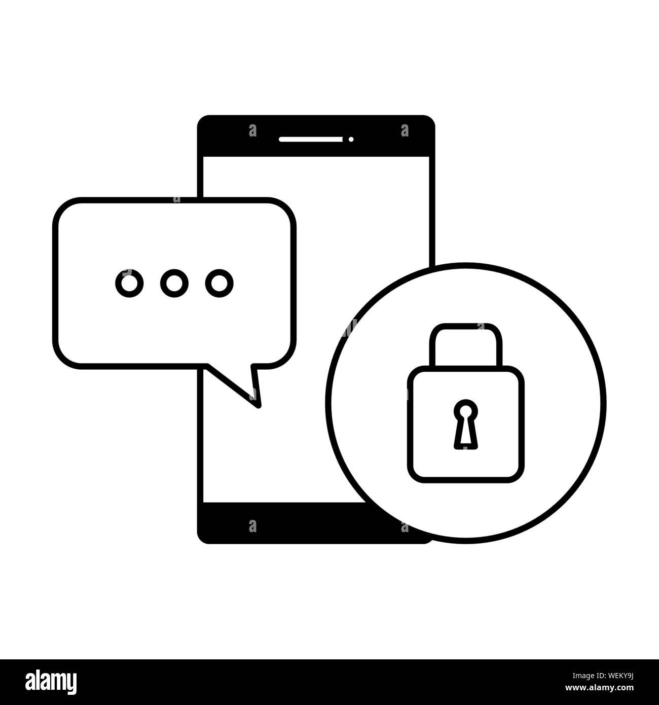 smartphone device with padlock security Stock Vector Image & Art - Alamy