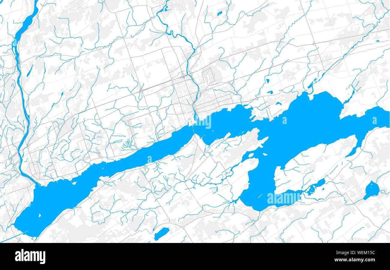 Rich detailed vector area map of Belleville, Ontario, Canada. Map template for home decor. Stock Vector