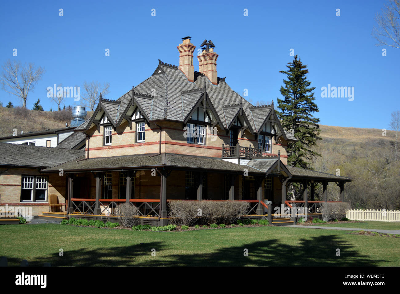 Historic 19th Century Ranch House in Rural Area Stock Photo