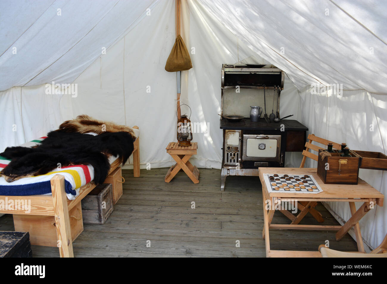 Old Western Prospector's - Trader's Tent with Gear Stock Photo - Alamy