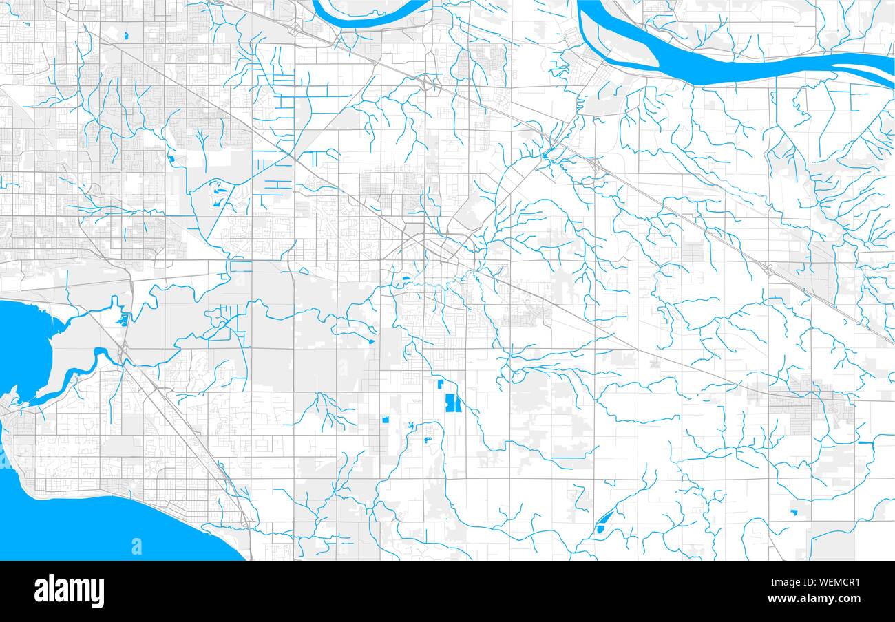 Rich detailed vector area map of Langley, British Columbia, Canada. Map