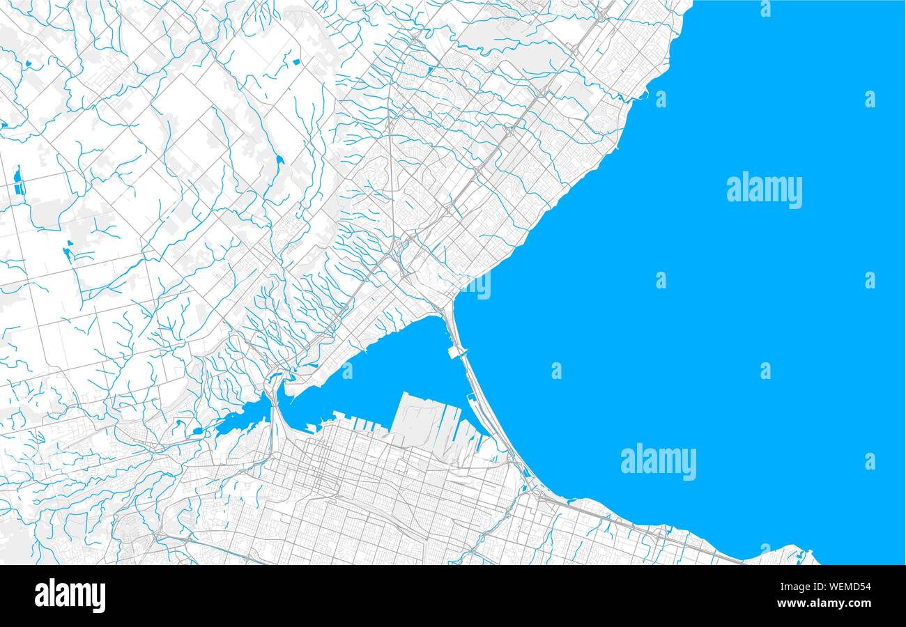 Rich detailed vector area map of Burlington, Ontario, Canada. Map template for home decor Stock