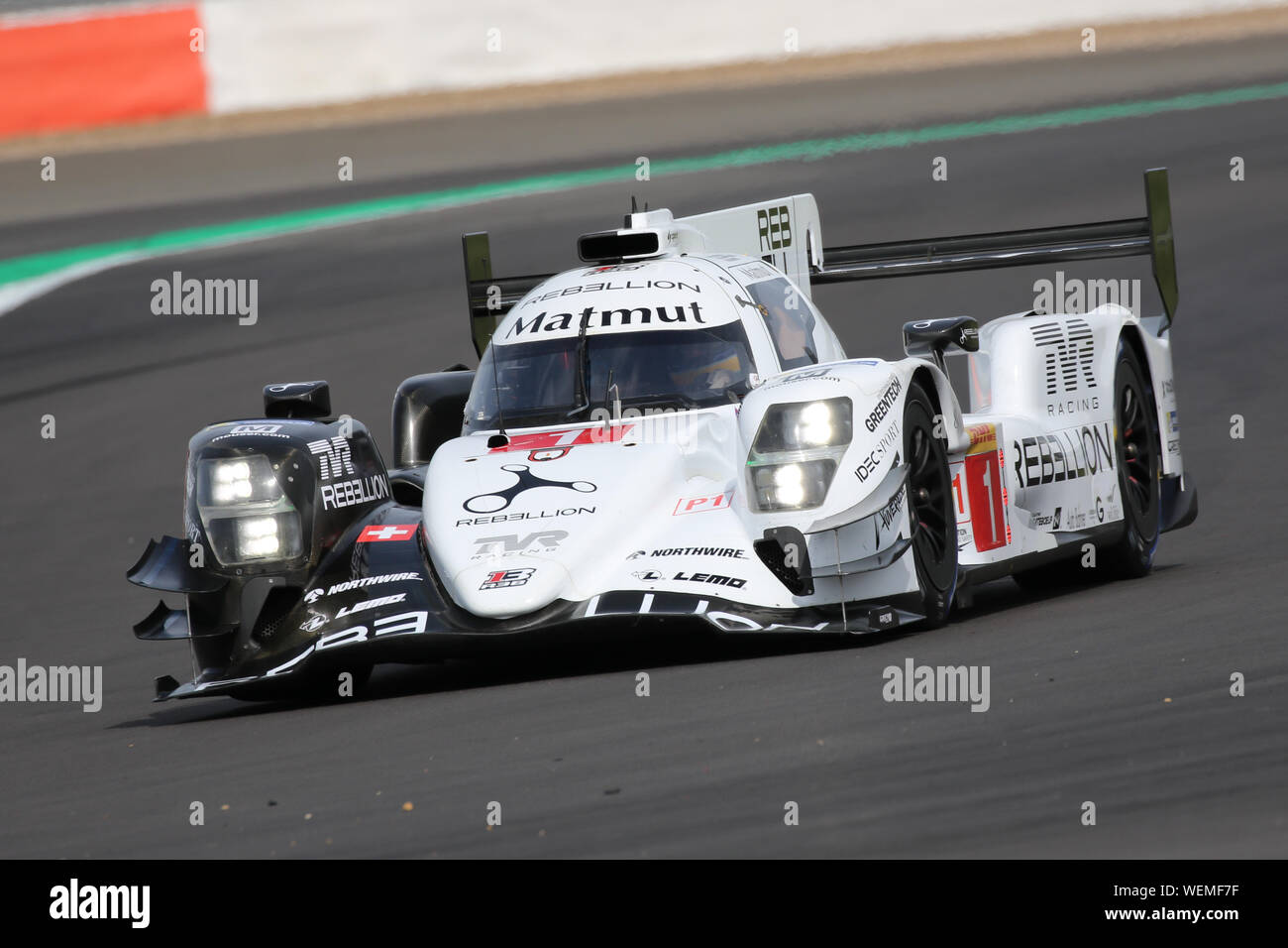 The #1 Rebellion Racing Rebellion R13-Gibson of Bruno Senna, Gustavo Menezes and Norman Nato during practice for the FIA World Endurance Championship Stock Photo