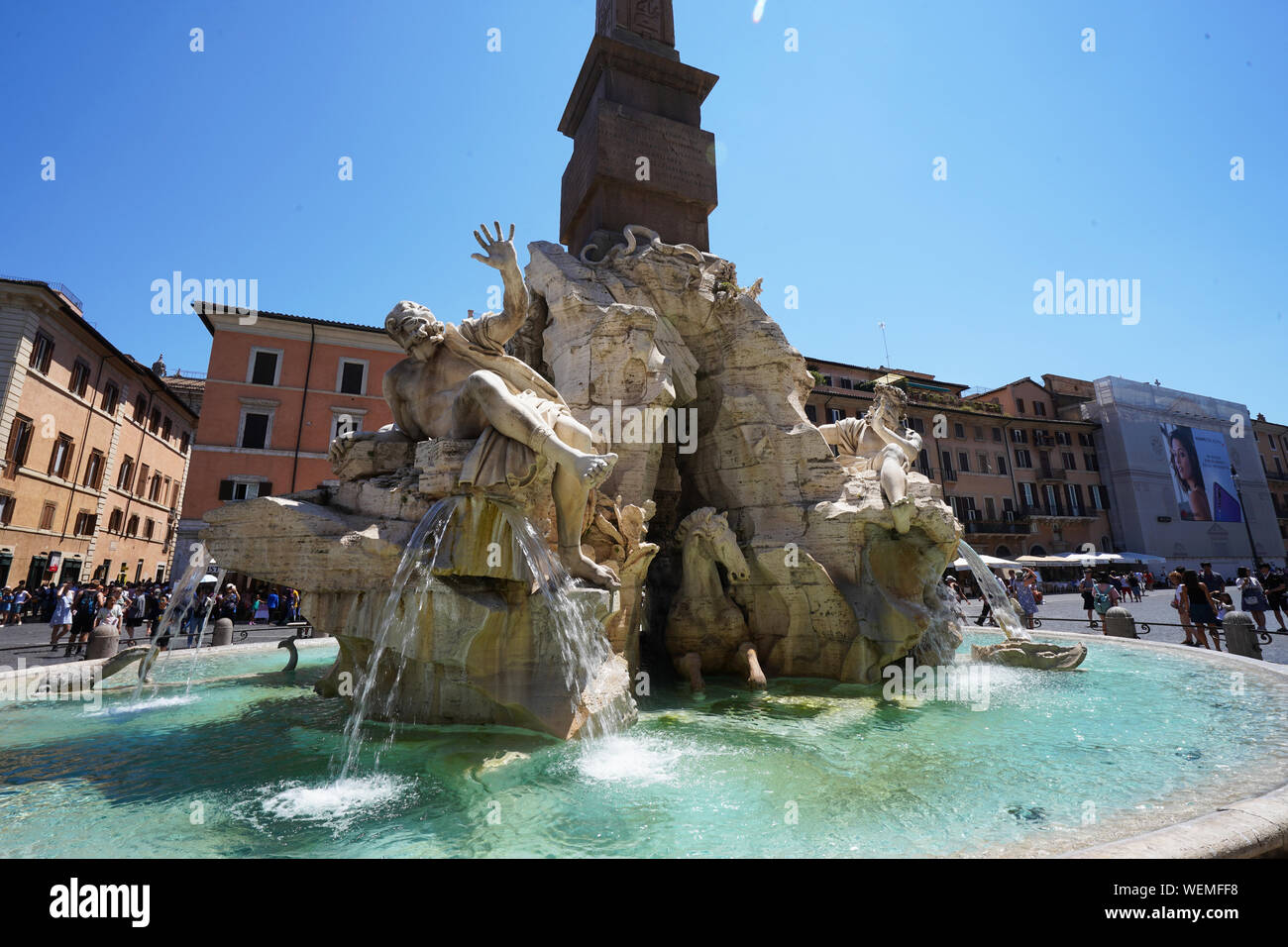 The Four Rivers Fountain, Piazza Navona, Rome, Latium, Italy Stock Photo