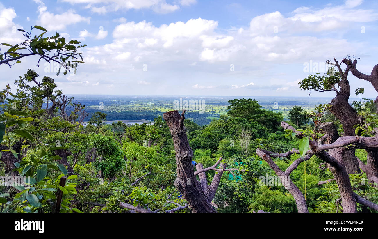 beautiful high top view of landscape mountain and nature of the rain forest in Sakon Nakhon Province, Thailand. It's a good place for travel and relax Stock Photo
