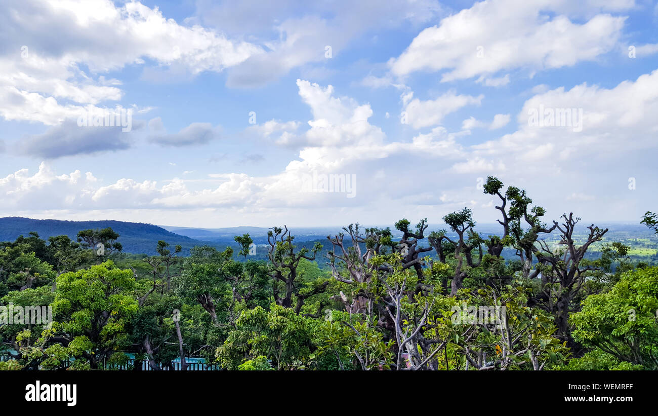 beautiful high top view of landscape mountain and nature of the rain forest in Sakon Nakhon Province, Thailand. It's a good place for travel and relax Stock Photo