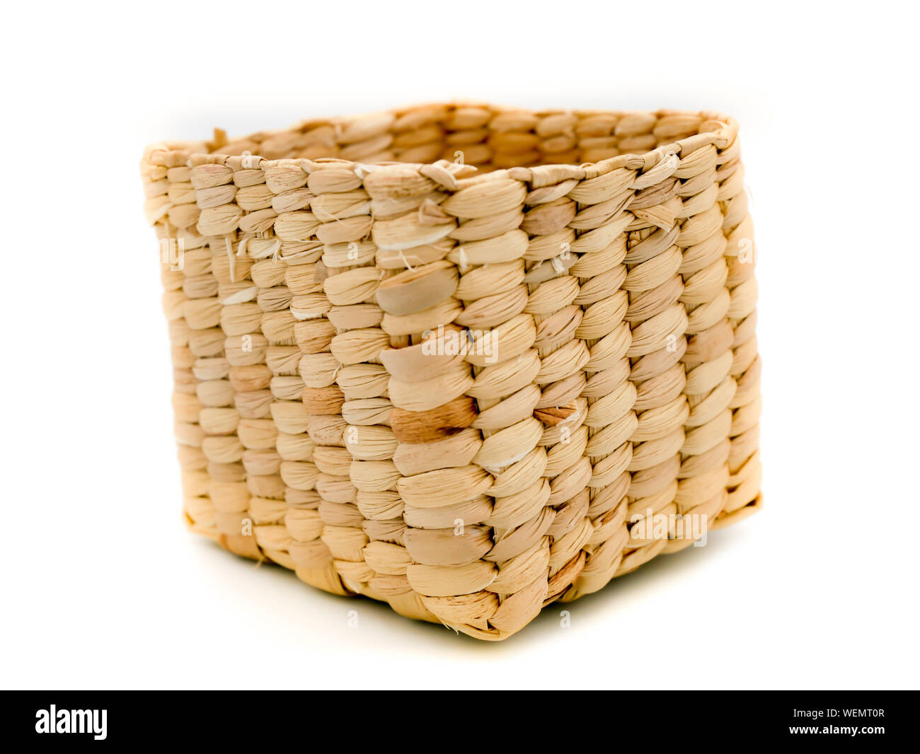 Small wicker basket handmade of fiber from plant and natural material