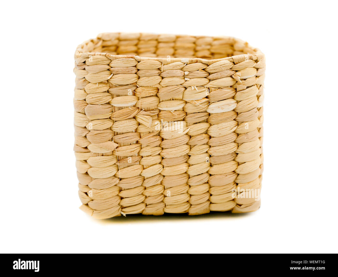 Small wicker basket handmade of fiber from plant and natural material