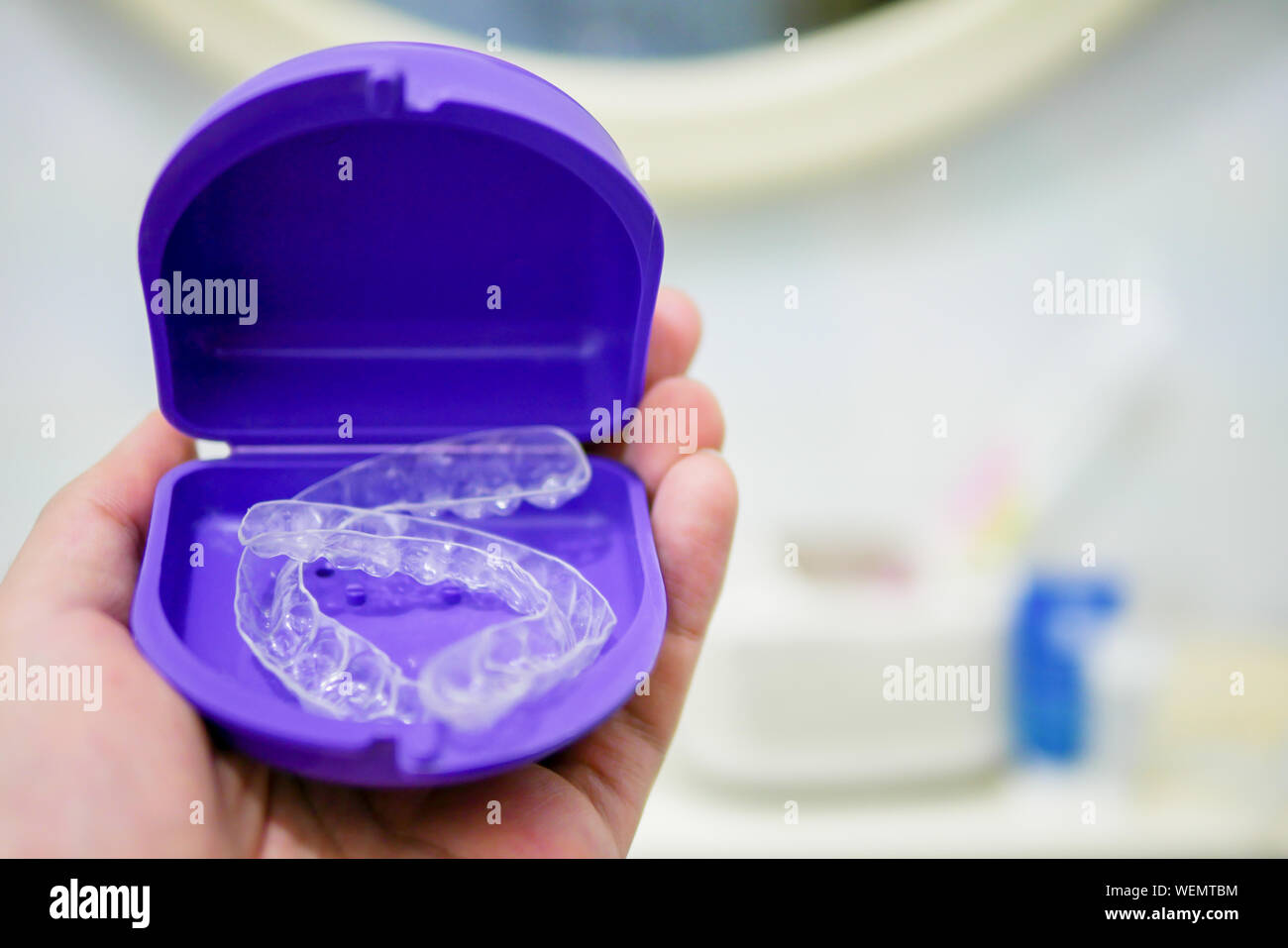 Clear plastic retainer teeth, it's a new technology equipment for orthodontist give the patient
