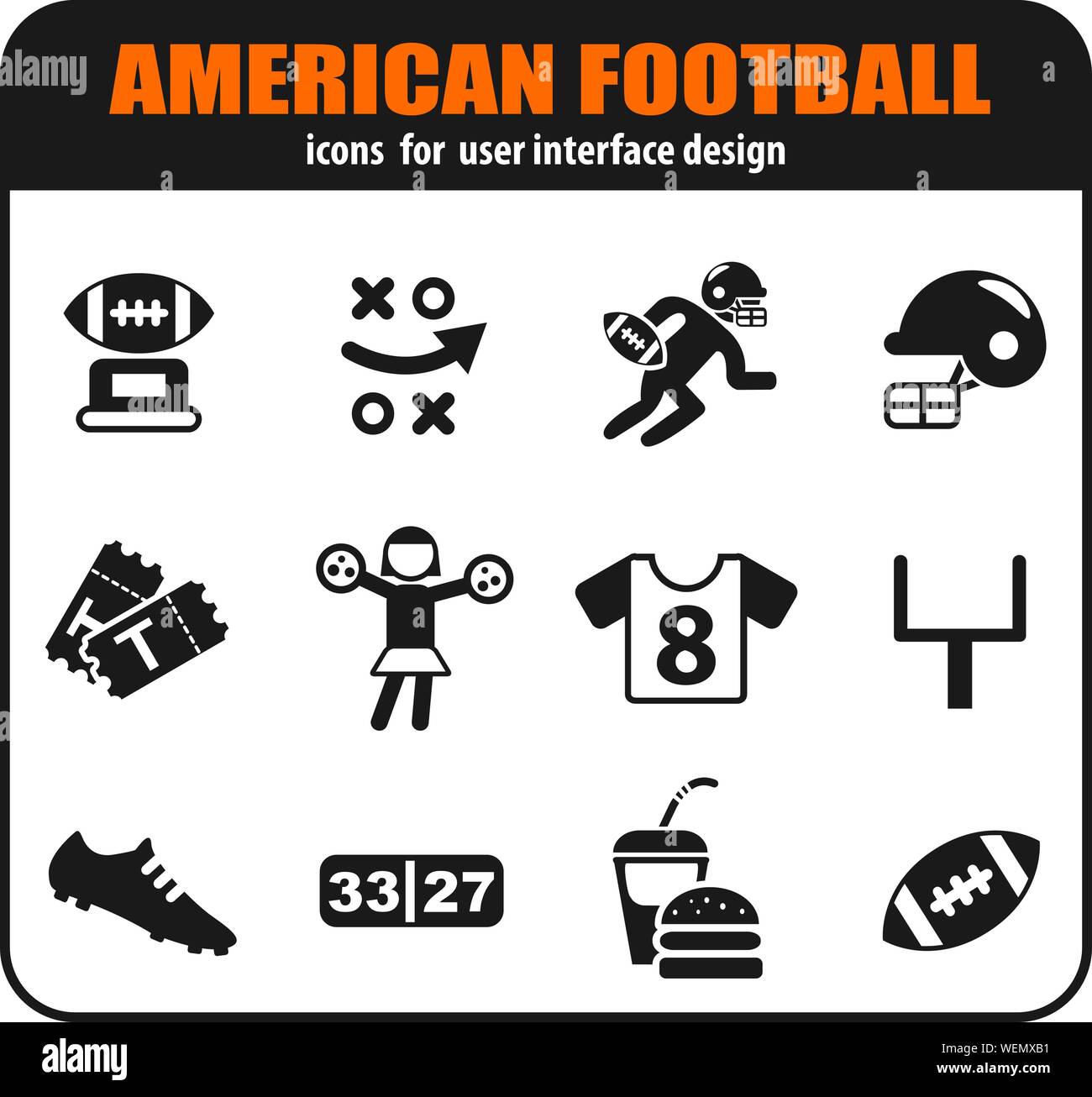 American football icons set Stock Vector Image & Art - Alamy