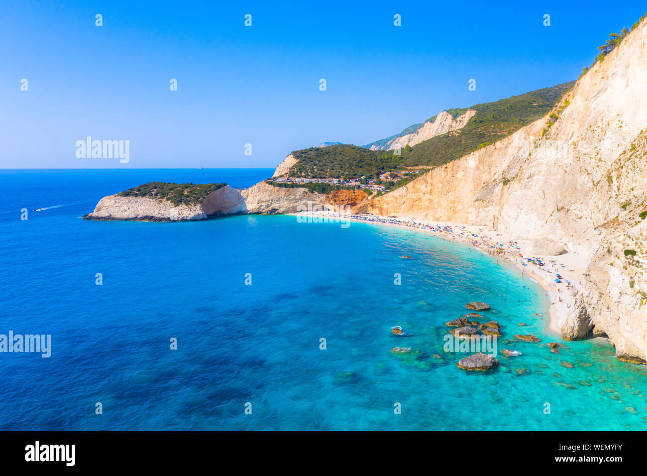 Famous Porto Katsiki beach in Lefkada island, Greece. Stock Photo