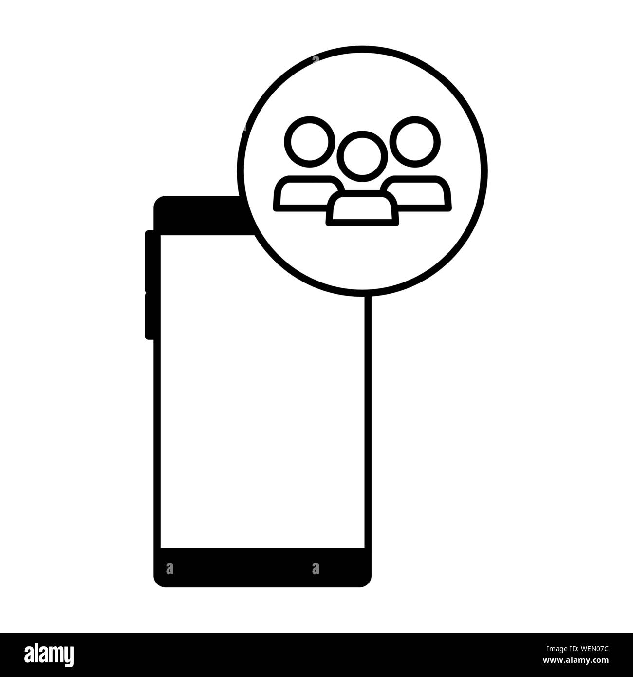 smartphone device with teamwork icon Stock Vector Image & Art - Alamy