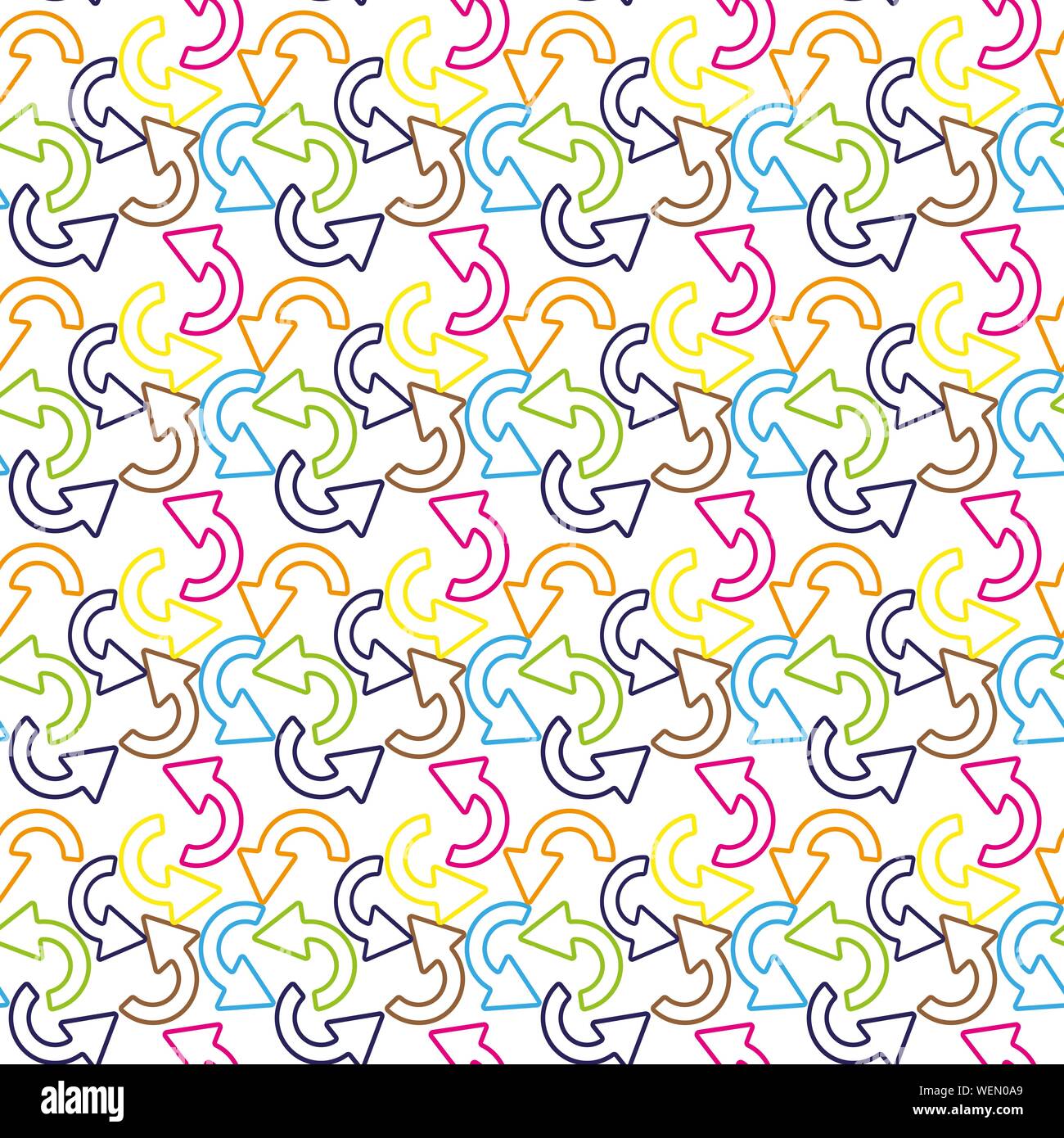 Seamless Pattern with colorful hand drawn arrows on white background ...