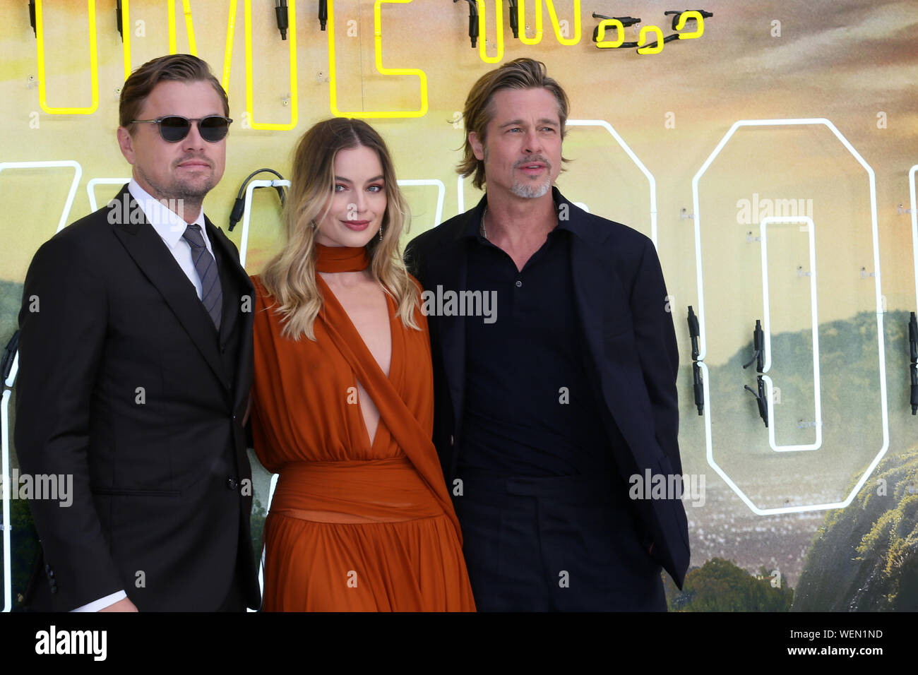 The UK Premiere of 'Once Upon a Time... in Hollywood' held at the Odeon Luxe, Leicester Square - Arrivals Featuring: Leonardo DiCaprio, Margot Robbie, Brad Pitt Where: London, United Kingdom When: 30 Jul 2019 Credit: Mario Mitsis/WENN.com Stock Photo