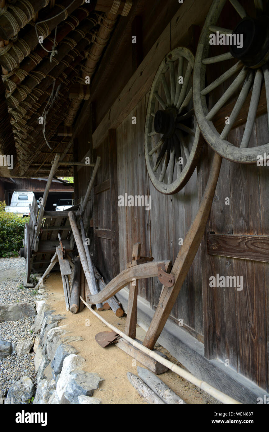 Japanese Farm Tools Outside Rural Mountain House Stock Photo Alamy