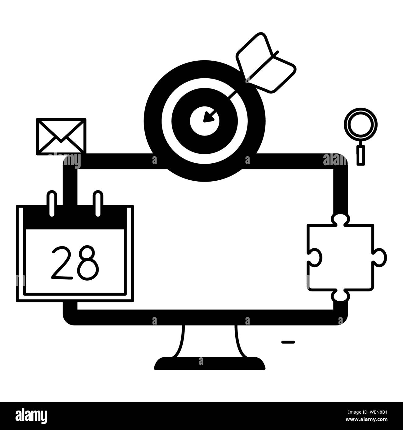desktop with calendar and target Stock Vector Image & Art Alamy