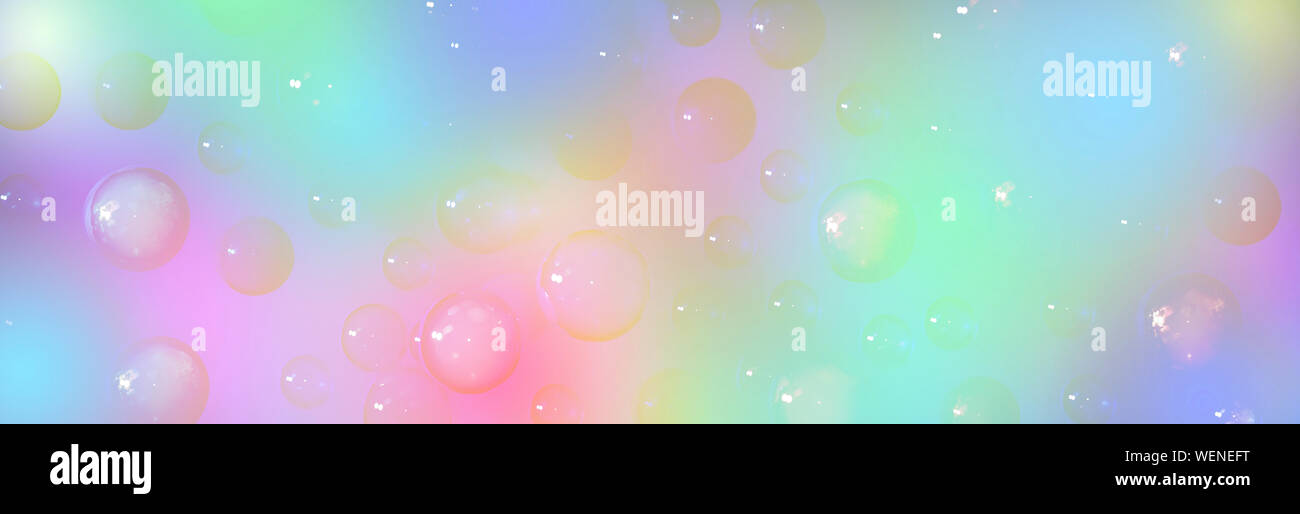 soap bubbles colorful background, panoramic image Stock Photo