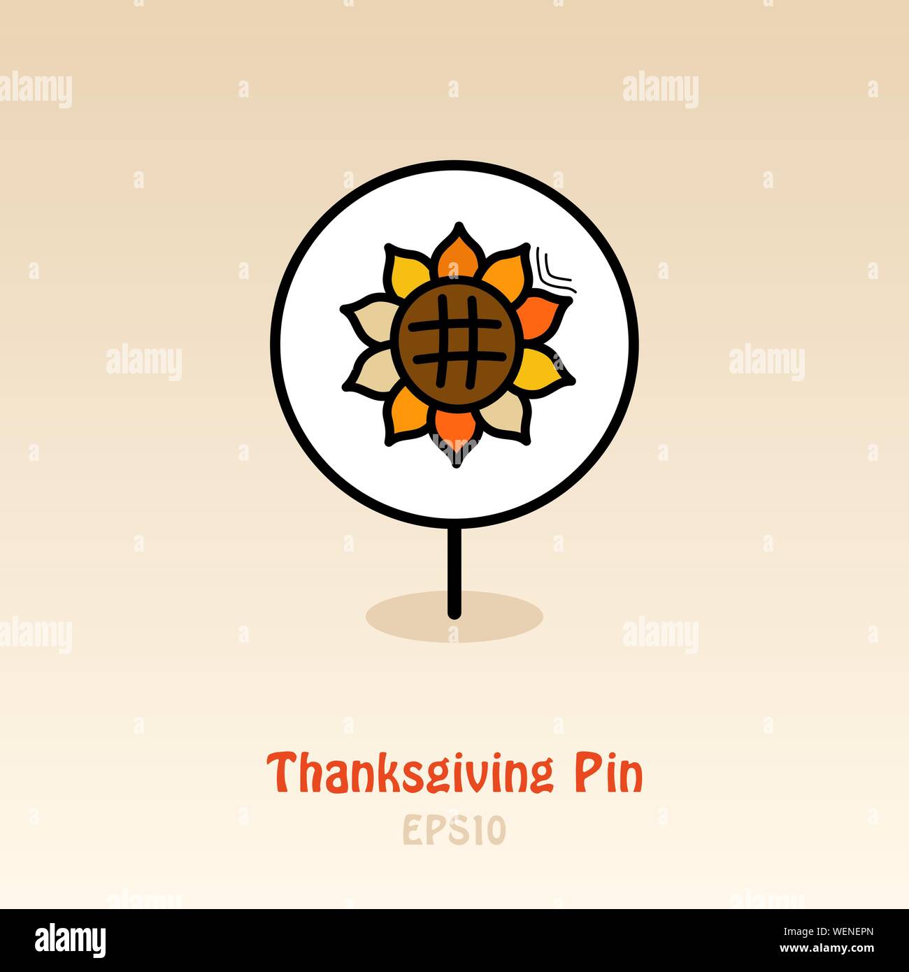 Sunflower pin map icon. Harvest map pointer. Thanksgiving map markers ...