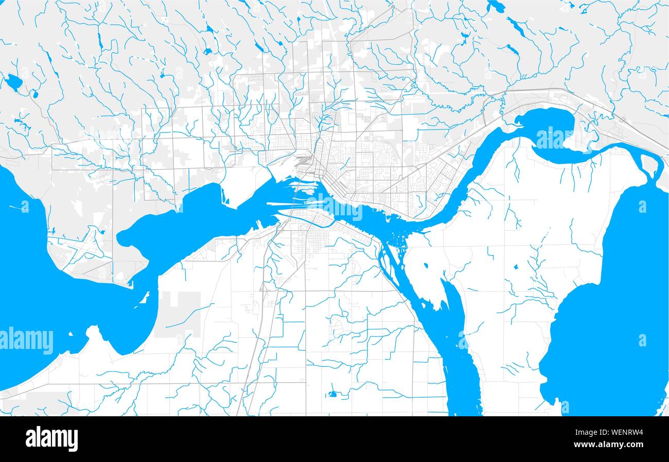 Rich detailed vector area map of Sault Ste. Marie, Ontario, Canada. Map template for home decor. Stock Vector