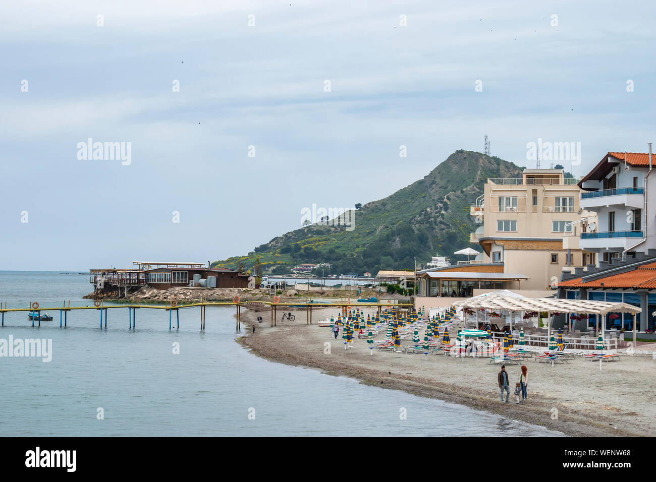 Durres, Albania May 2019 View of Vollga Waterfront Promenade Stock