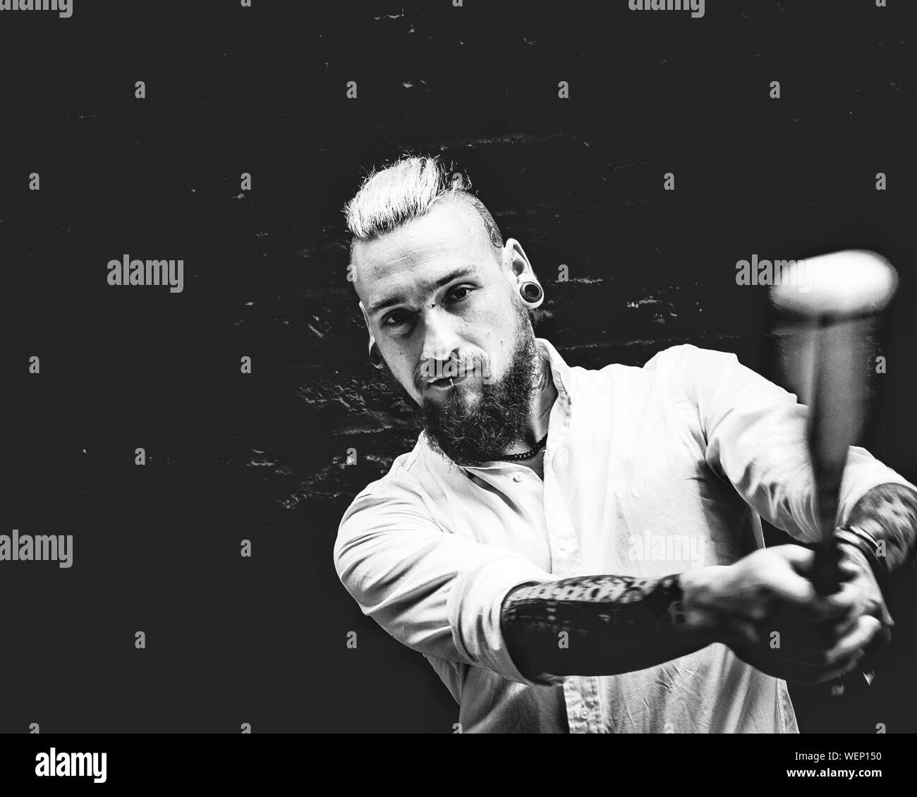 Baseball bat Black and White Stock Photos & Images - Alamy