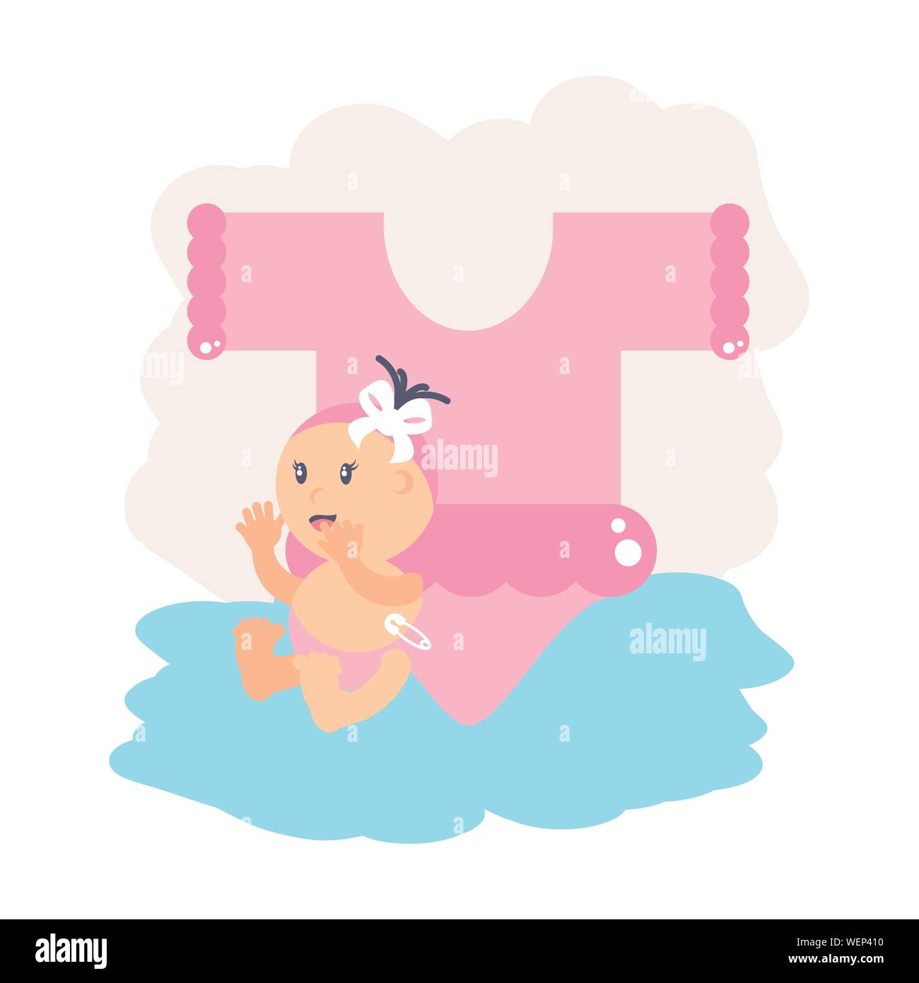 cute newborn girl with clothes for baby vector illustration design ...