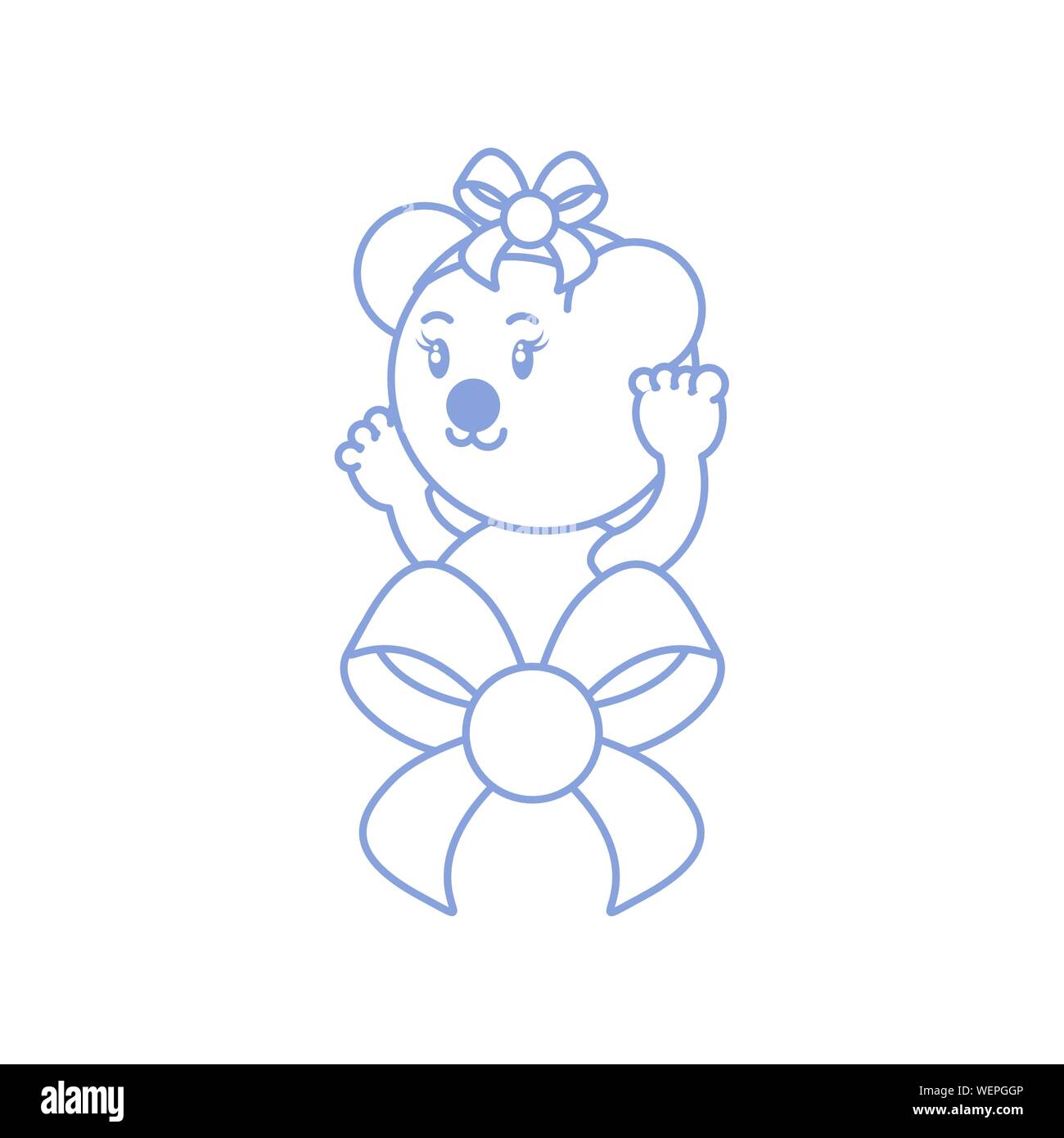 cute female bear baby with bow ribbon vector illustration design Stock ...