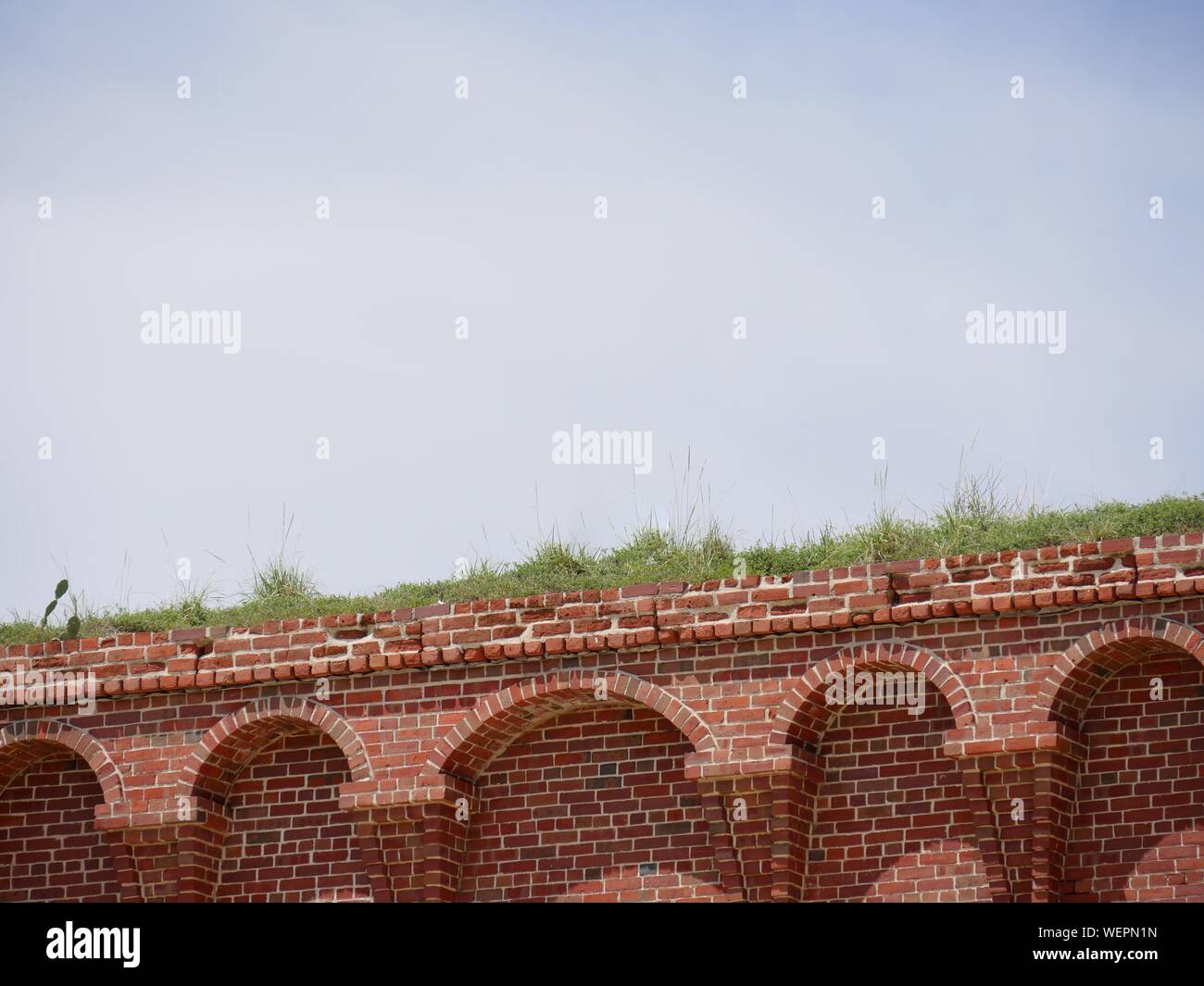 Top of Fort Jefferson, a historic military fortress at the Dry Tortugas National Park in Florida. Stock Photo