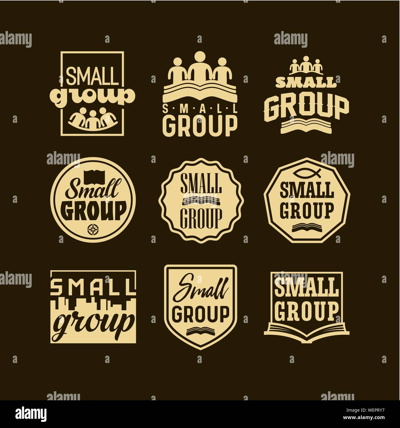 Christian logos, banners and stickers. Small group. Stock Vector