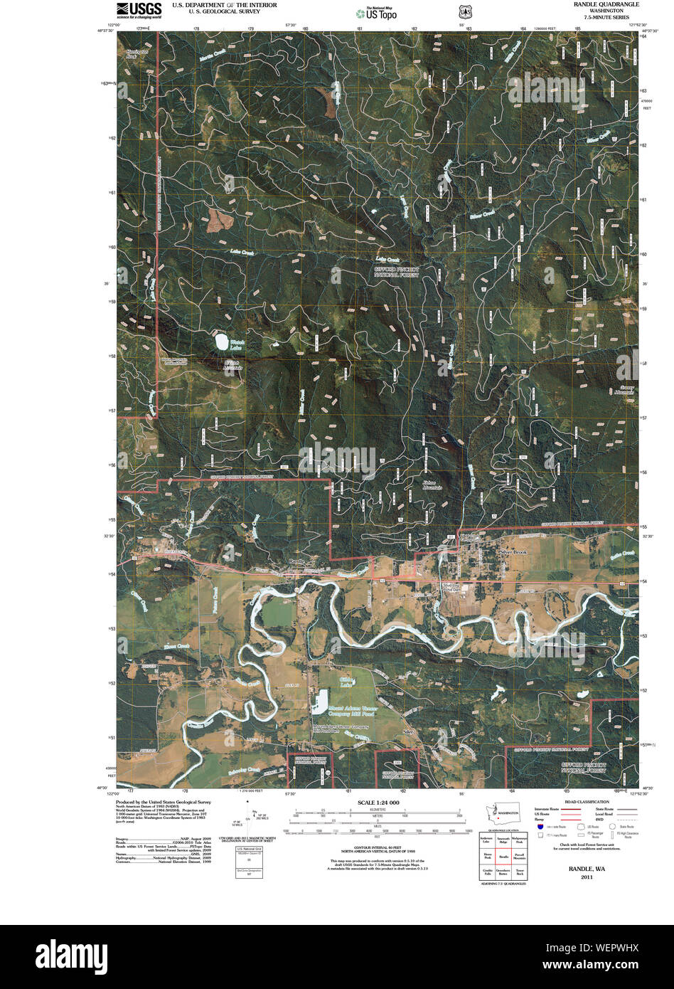 USGS Topo Map Washington State WA Randle 20110520 TM Restoration Stock Photo