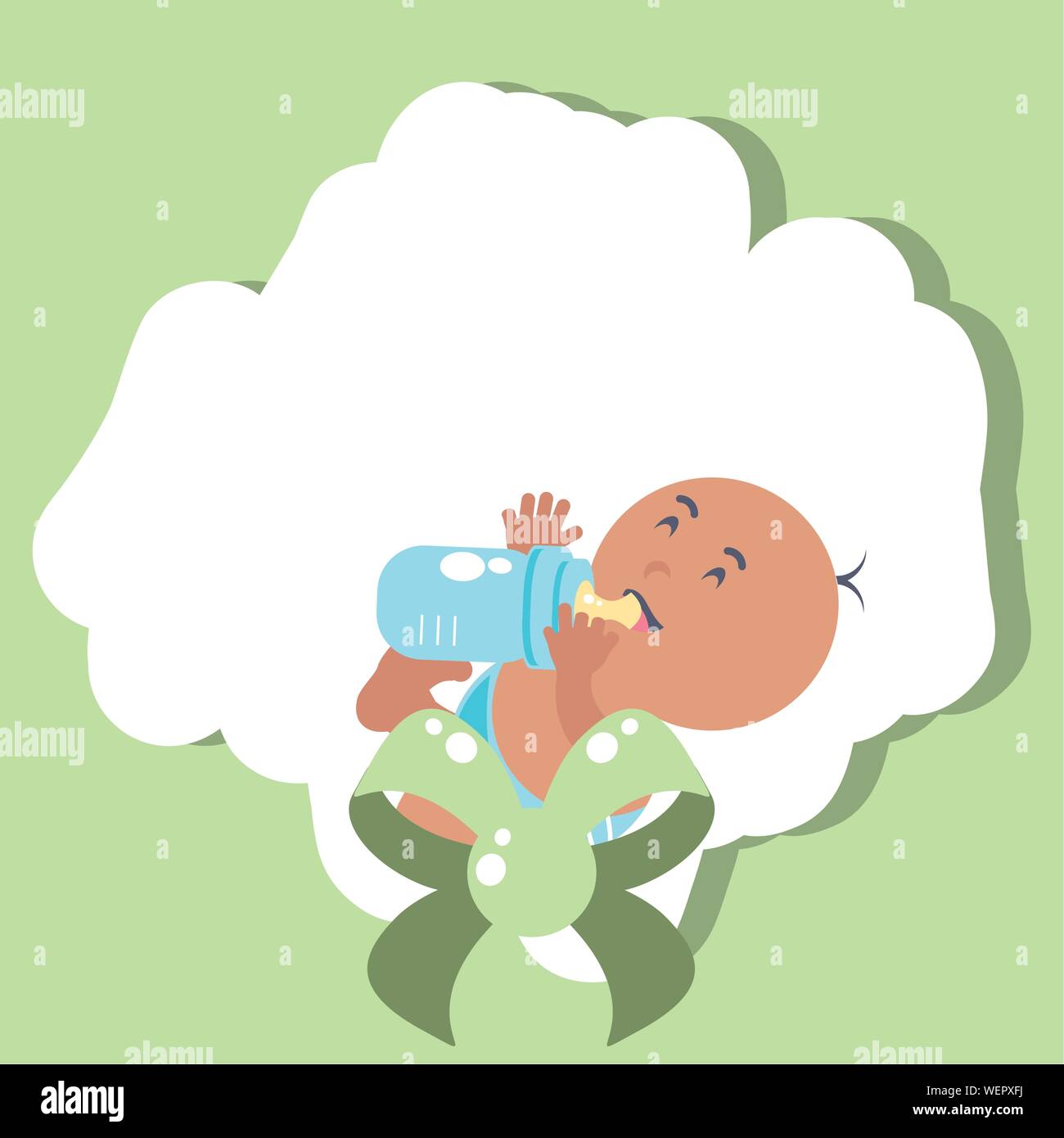 card with cute baby boy and bottle milk vector illustration design ...