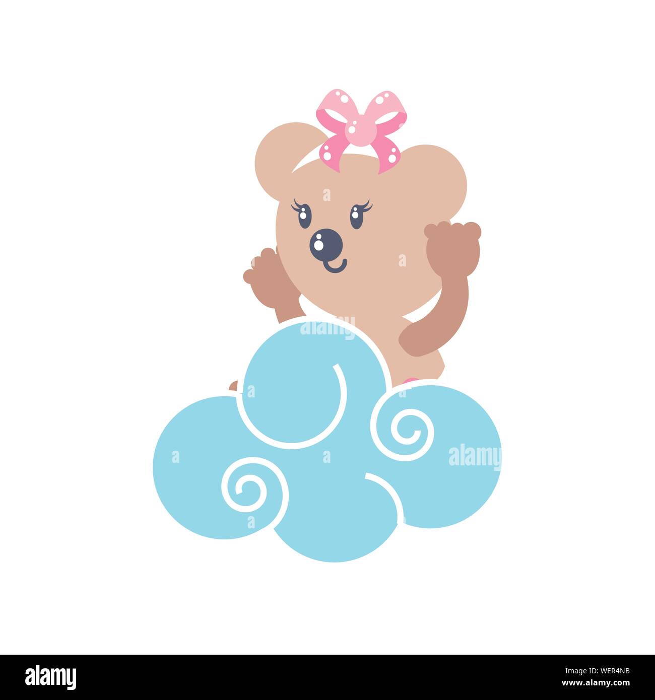 cute female bear baby animal and cloud vector illustration design Stock ...