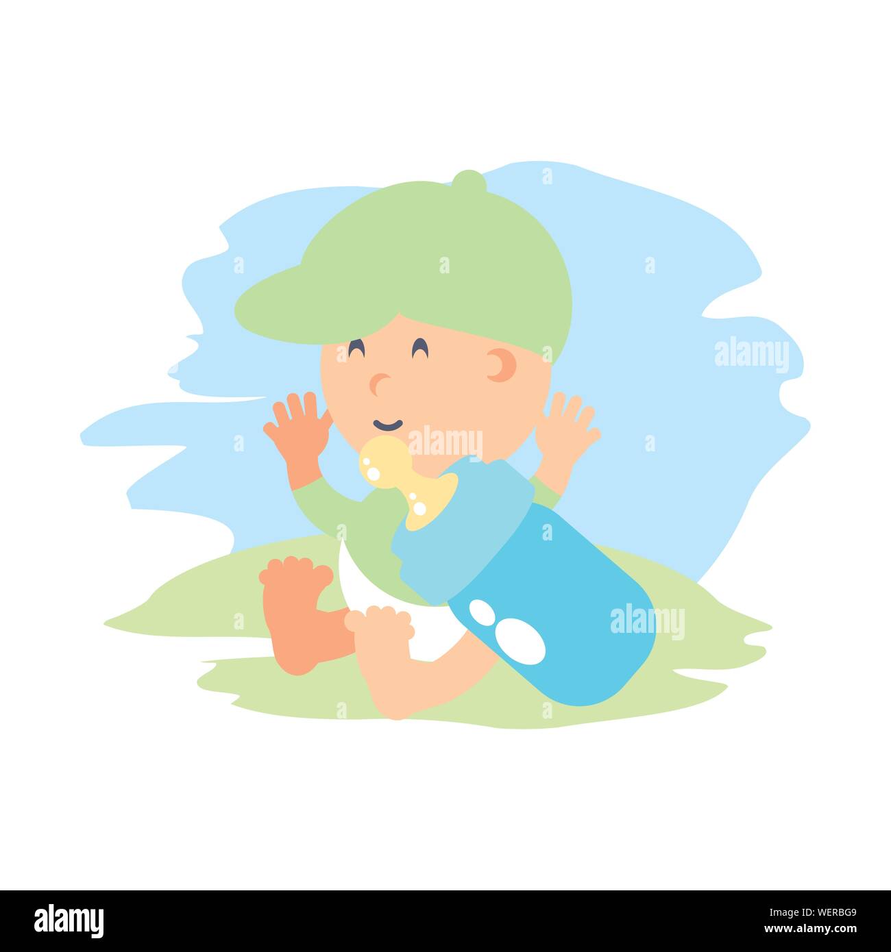 cute baby boy with bottle milk vector illustration design Stock Vector ...