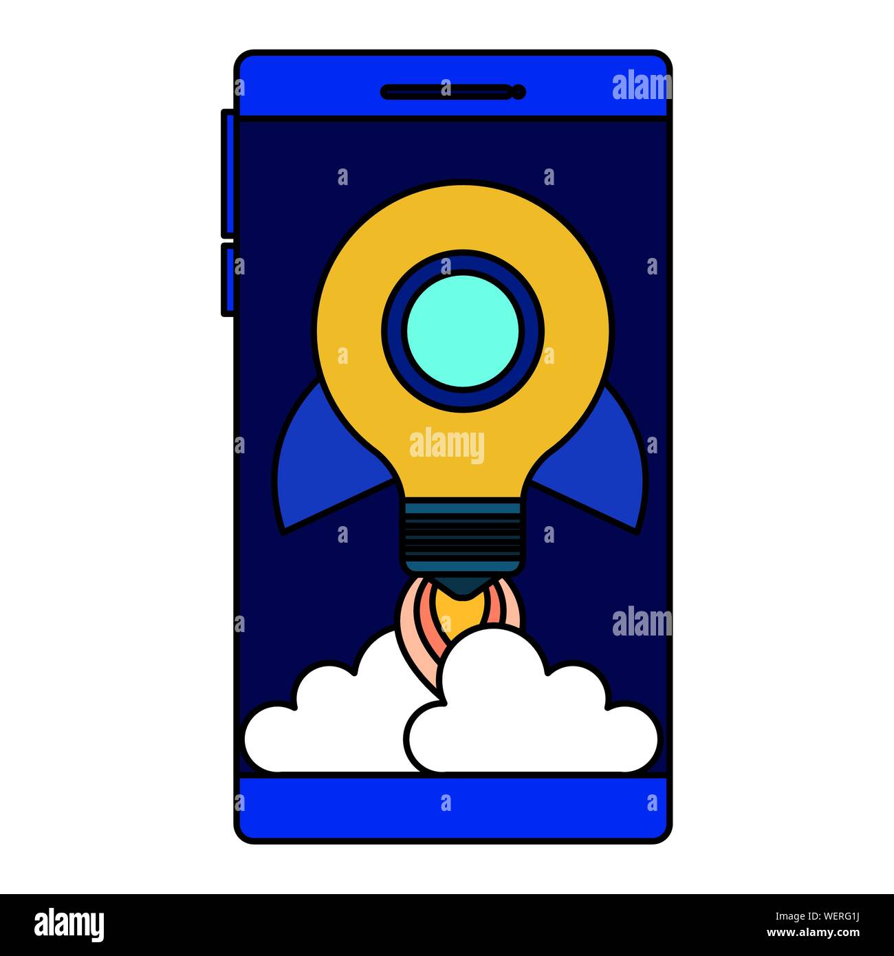 smartphone with rocket bulb launcher Stock Vector Image & Art - Alamy